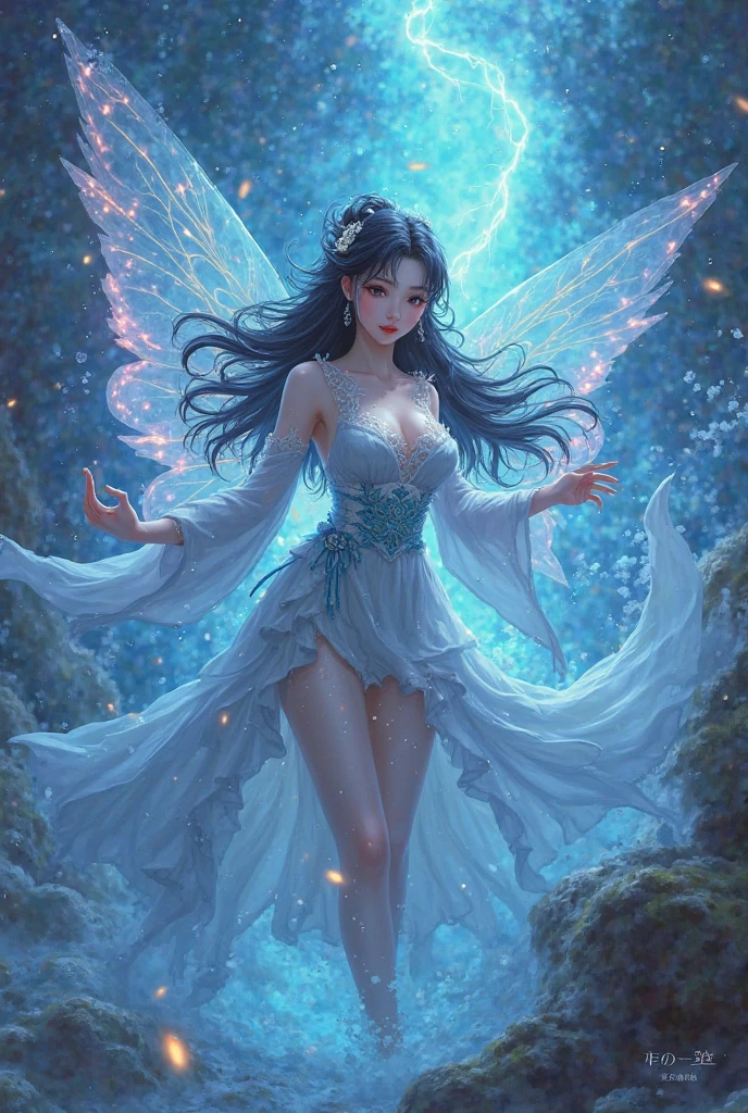 high quality, 8K Ultra HD, Enchanted Moonlit Garden, In the heart of the garden stands a beautiful graceful fairy-like figure, adorned in delicate, flowing garments that shimmer with starlight, Her wings glisten with moonbeams as she spreads a sense of wonder and tranquility, Step into a realm of enchantment with this mesmerizing digital artwork, The scene unfolds in a moonlit garden filled with ethereal beauty, Glowing moonflowers and luminescent fireflies create an otherworldly glow, casting a magical ambiance over the scene, The color palette is a delicate mix of cool blues and soft pastels, by yukisakura, highly detailed,

