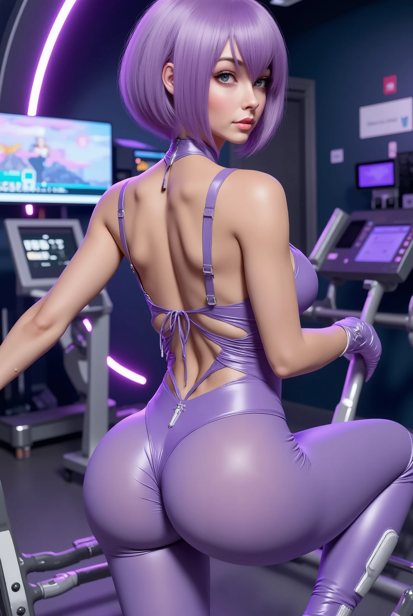 a woman in a black blouse and gray pants posing for a photo, toned backside, low quality video, focus on her back, thick, she is about 6 0 years old, highly detailed 8K ❤🔥 🔥 💀 🤖 🚀, showing the shoulder from behind, ela tem cerca de 50 anos, she is about 7 0 years old, corpo fitness ifbb