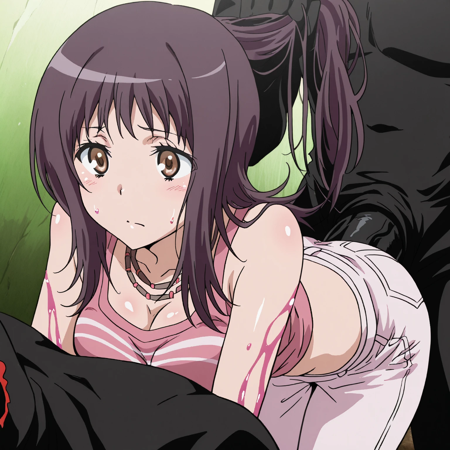 High resolution、masterpiece、detailed、Mature Woman、Obscene Black Woman、Squirting、Dirty crotch、Ahegao 、Sunburned skin、Dark Skin、naked、Tongue Piercing、Heavy makeup、Breast milk spurting from nipples、Pregnant women、In the middle of childbirth、Crying while going crazy、Dirty used pussy、A penis is forcibly inserted into her crotch、White of the eyes