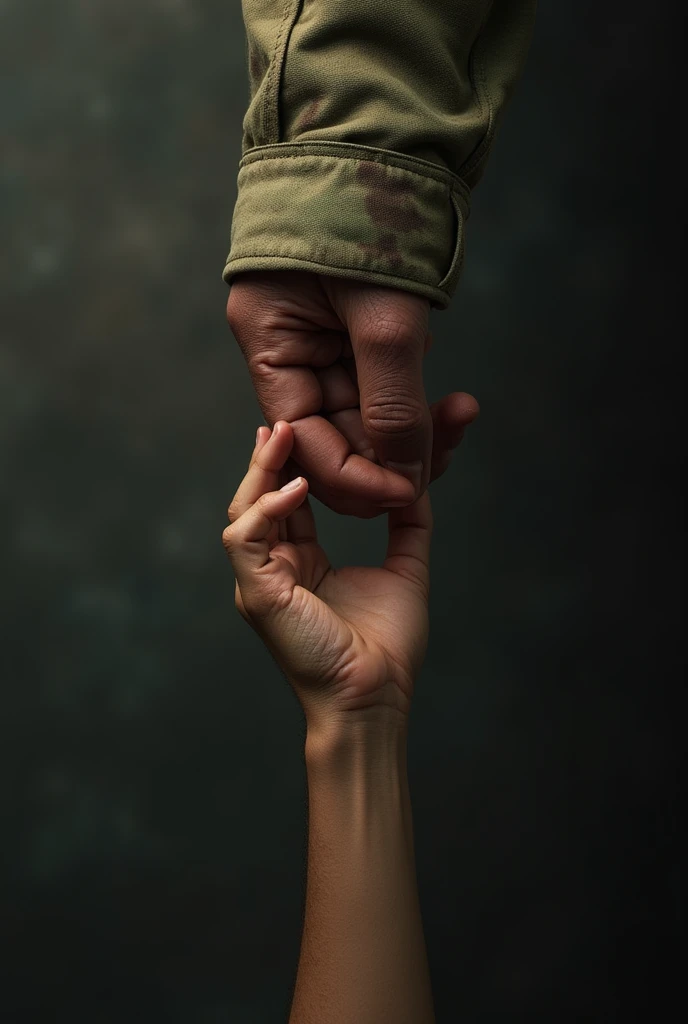 Hands of a woman holding a soldier's helmet, focus on hands and helmet