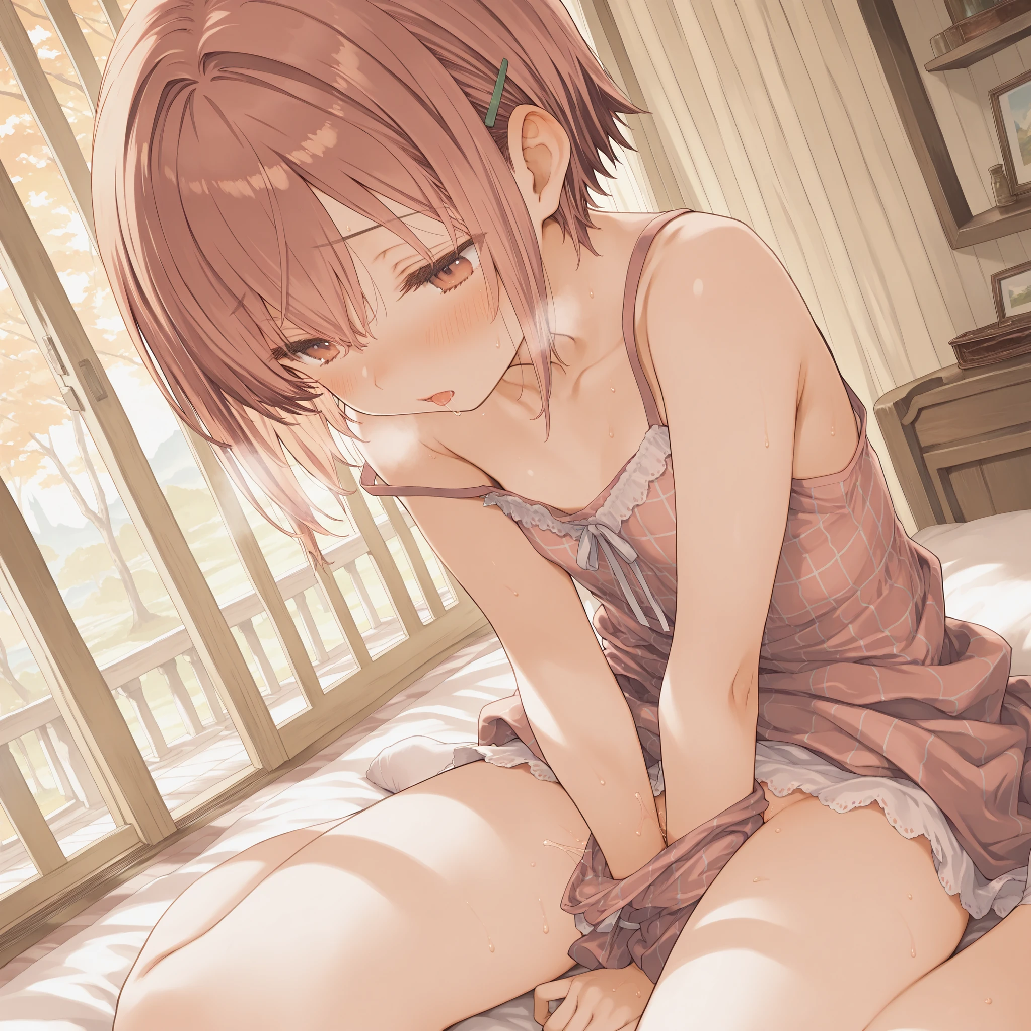 debris flieasterpiece、highest quality、Super detailed、High resolution、High resolution、8K portrait、Unity 8k壁紙のHigh resolutionCG、unity 8k wallpaper、cute type little:1.5、:1.5、Highly detailed CG unity 8k wallpaper、realistic、real person、cute type little、 portrait photography、shiny skin、High resolution、((10 years old:1.5))、(1 girl)、beautiful clear eyes、very detailed explanation、delicate face、nice lips、slender body、 thin waist、thin legs, brown bob hair、(Ryokan town:1.6)、((fog:1.3))、1 girl, cute type, perfect face, seriously, (blush:1.5),(small breasts:1.8),((yukata:1.2)),(bottomless:1.2),Detailed description vagina,show vagina,spread legs,spread、((vaginal orgasm:1.5))
