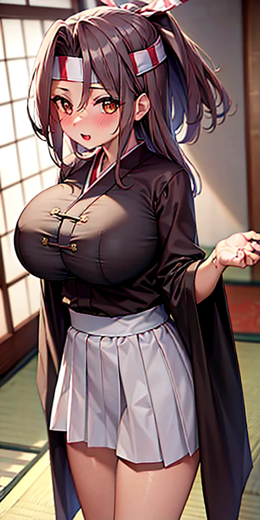 Dark grey sheer cheongsam，Long black hair，Wavy hair style，Huge Breasts，cleavage，Pistol hanging from waist，In the meeting room，Senior Secretary，Sexy，Lipstick，Gray eyes，stockings，Smile，earrings，lipstick，Nipple showing，plump figure，Big Ass，Arms equipped with mechas，Front view，Upper body close-up