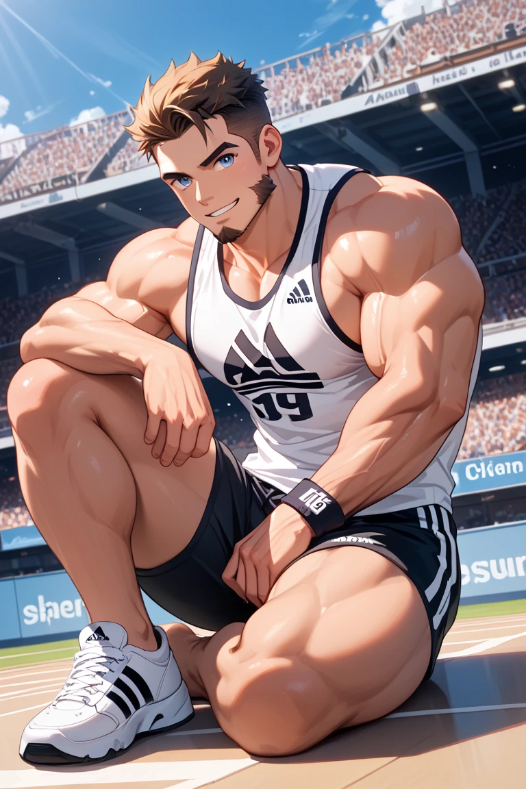 Hominidae, Pose for Camera. 4K, high resolution, Best quality, posted on e621, (Two anthropomorphic white tigers:1.2), Anthropomorphic white tiger, male people, 20yr old, Thick eyebrows, Light blue stripes, Ultra-short hair, shaggy, Strong body, large pecs, (()), They play softball together, Pink milk clusters, sweat leggs, White leggings sweatpants, Small raised, on a grassy field, (sport, Muscular, Heavyweight:1.2), Correct , (White background:1.1), (by Chunie, author：Taran Fidler:0.8), (Detailed eyes:1.2), Sexy, (cel-shaded:1.2), cartoon shading, shyexpression, Be red in the face, (view the viewer:1.2), Look ahead