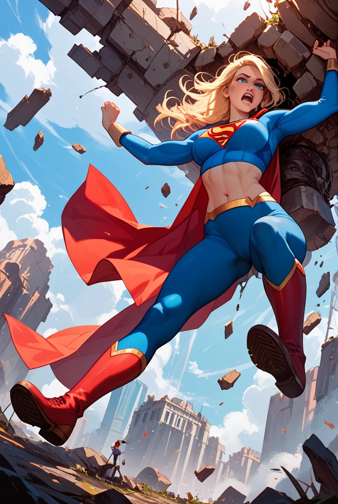 dc comics, supergirl, upskirt, white panty,high kicking