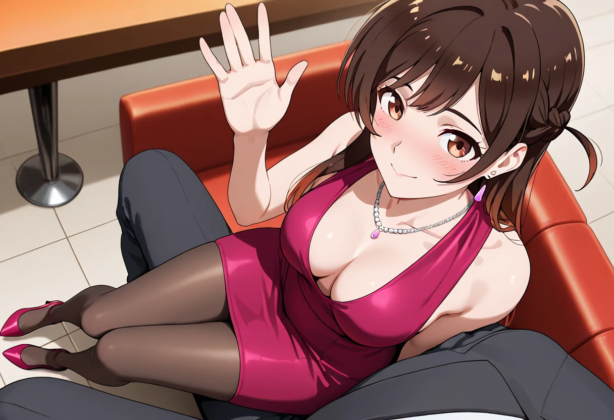 (anime:1.2), (best quality:1.1), (masterpiece:1.1), (absurdres:1.0), portrait, close-up,
1girl, kurihara chiyo, bob cut, brown hair, brown eyes, bangs, blunt bangs, medium breasts, blush, smile, happy, cute, endearing,