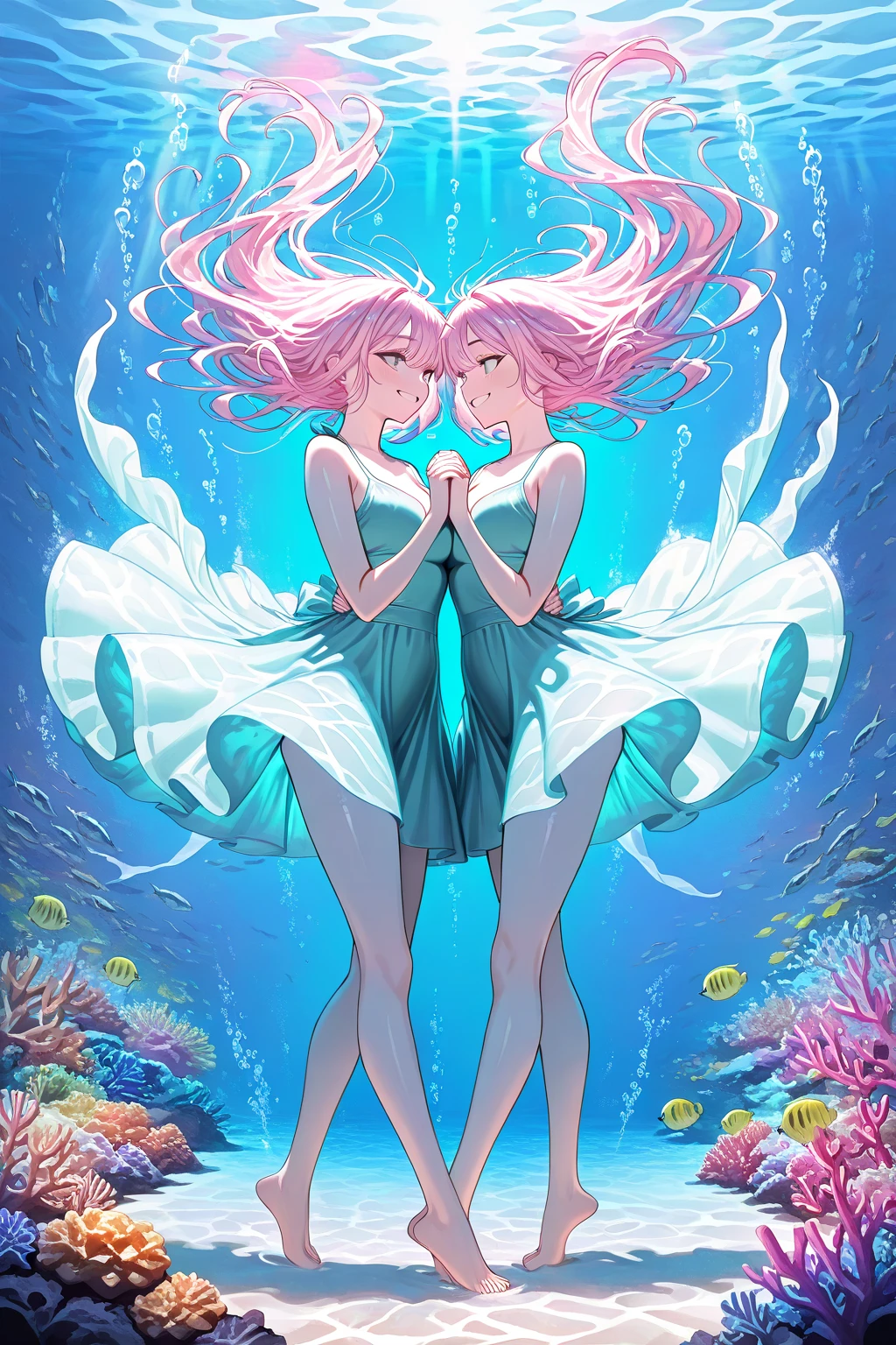 A pintura gerada pela IA do Sea Art retrata uma imagem fascinante de yin yang, (max quality, design requintado, best ilumination, melhor sombreamento). statue of 2 mermaids in the form of Yin Yang. dentro de uma bola de cristal, sob a lua e o sol, bringing to life the harmony and interconnectedness of opposing forces and duality. detalhes detalhados e realistas, intrincado, carved in pink and green marble, brilhando com luar e luz solar. A perfect balance between light and dark, mystical and serene. dentro de uma bola de cristal, The two statues symbolize the mutual presence of opposing elements in each aspect. While yin contains a small point of yang, Yang also contains a small point of yin, creating a dynamic and harmonious balance. Essa pintura gerada pela IA do Sea Art transmite uma mensagem profunda sobre a dualidade do universo.