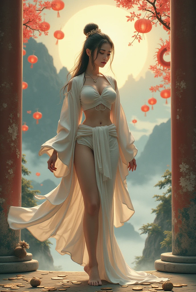 elaborate Hanfu, ((whole body)), ((from below)), ((gufeng,bare shoulders)), clear face, pretty face, 8k, masterpiece, original photo, best quality, detail:1.2,lifelike, detail, Very detailed, CG, Unite, wallpaper, depth of field, movie light, lens flare, Ray tracing, (extremely beautiful face, beautiful lips, beautiful eyes), Complex, detail face, ((ultra detailed skin)), 1 girl, in the darkness, deep shadow, beautiful korean girl, kpop idol,(Very slim figure:1.3), plump breasts, Slender sexy legs, elegant posture, (bright smile), (City night, (neon lights), (night), beautiful korean girl, white diamond earrings, diameter bracelet, Dia Necklace, clear eyes, facing forward, (big eyes), Group sex. reverse gangbang. harem sex. nude. Naked. many people .french kissing. hard sex. 1 japanese man. very white skin. several Caucasian women. Natural blonde hair. Ginger hair.blue eyes. Green eyes.very white skin. beautiful. cute. Age ranges from 12 to 20 years old. In flower garden. flower crown. no tattoo. armpits showing. sweat drippings. several black women. ebony women. very dark skin. hair straightening . breasts. women has a big cock no pussy. tall. long legs. stick out tongue. suck nipples. lick the body. open eyes. big eyes. wedding veil .Braid . Pigtail .ponytail . Bob cut. Straight long hair . Idol. (((Asia MILF, Indonesia Girls, Malaysia Girls, Malay 5 girls:1.5, Malay girls standing))) ultra realistic 8k cg, picture-perfect face, flawless, clean, masterpiece, professional artwork, famous artwork, cinematic lighting, cinematic bloom, super realistic 8K, Perfect, clean , masterpiece, Professional artwork, famous artwork, face perfect, 43yo girl, alluring step mom,(sexy Bangladeshi women:1.2), beautiful woman,very sexy appearance, seductive , rosy cheeks, smooth skin, huge breasts, smooth face, detailed face, smooth skin,shiny skin,highly detailed face, detailed face, perfect proportions, well-proportioned body of six heads, huge breasts, thin waist, navel, big butt