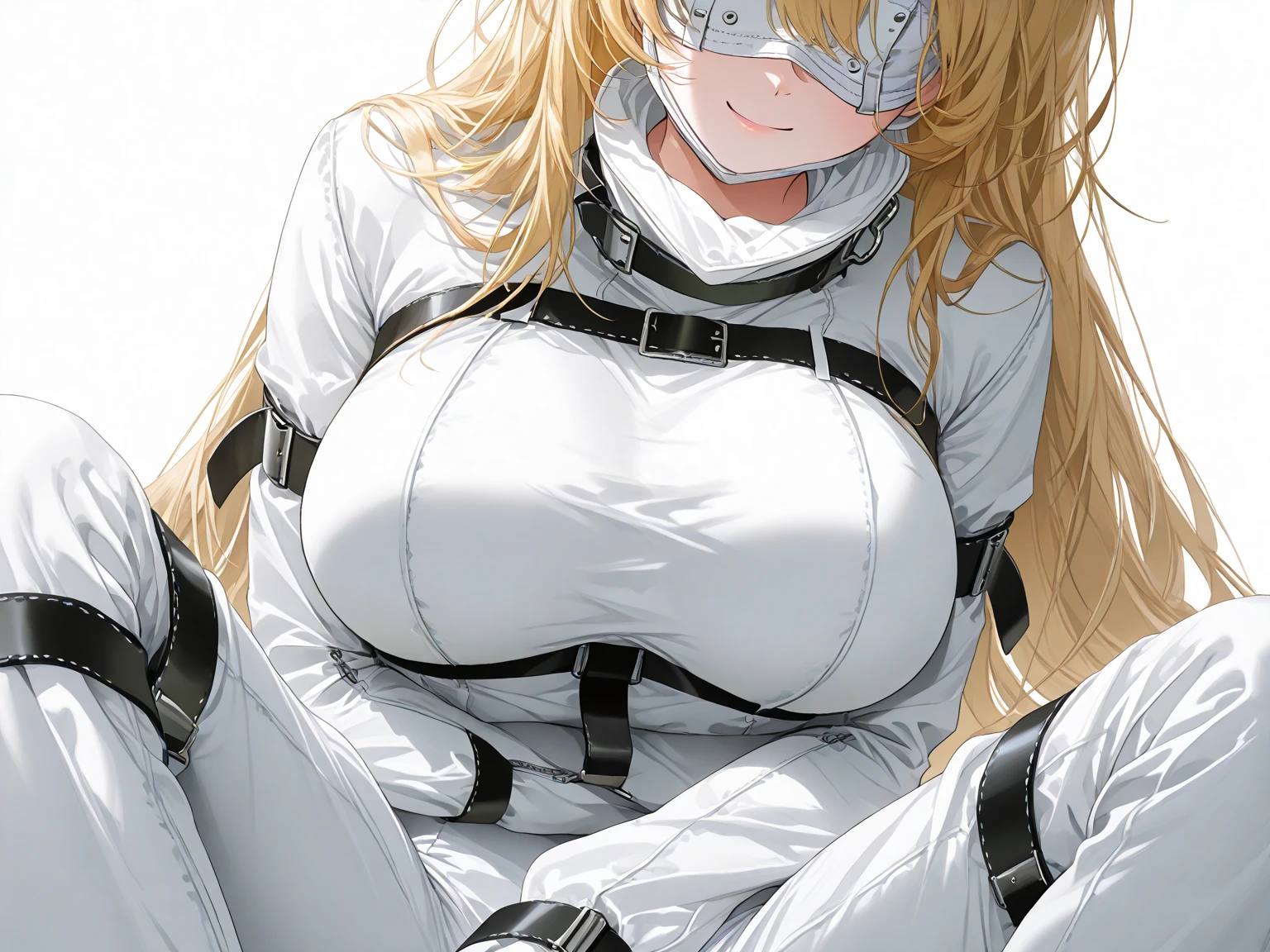 1 girl, detailed blue eyes, longeyelashes, detailed beautiful face, 4k quality, a Bit curly hair, (Long blonde hair:1.4), (arms behind back:1.5), bound arms, Red rope, blushing, (Big breasts:1.6), (White Bikini, 18 jears old:1.6), OTN, gag, gagged, shibari, bondage, close ups, (lying on a soft white carpet in a modern apartment:1.6), big window with a beach in the background, Front View of girl, raised eyebrows, full breasts, plump ass