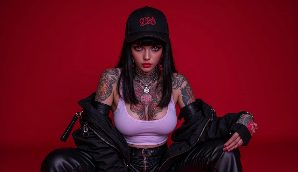 stylized artwork of soft filter. grunge filter. photorealistic. 8k. cinematic, very high resolution. maximum resolution. ultra realistic. unique beautiful face, realistic face, retro goth grunge photo ascetic. grunge city graffiti wall, sexy, tattooed, Marilyn Manson, teen cute sexy goth cowgirl, in marijuana plants buds crop, skimpy sexy gym outfit
