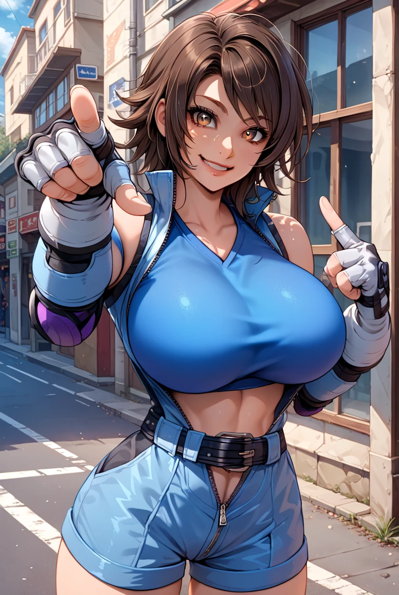 The breasts are very large.,cute smile,Broken Heart Cutout