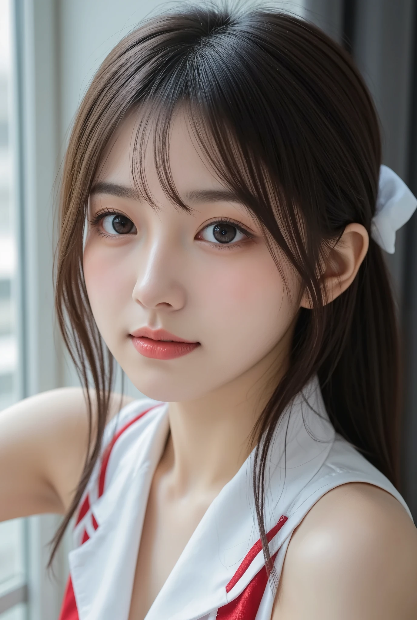 8K、Detailed Description、Very high definition、Realistic、reality的、Real、live-action、reality、High resolution、Nogizaka46、japanese idol,beautiful girl、21 years old、Angle of view that allows you to see the whole body、Mouth closed、ponytail、Railway stations、、Plaid、Very black hair、pretty girl、Beauty、Glowing Skin、Glowing Skin、Shiny Hair、Very white skin、Headband、Heavy makeup、Large Breasts、Slit eyes、Big Eyes、Double eyelids、Don't show your teeth、Looking up、 and peer at me、smile、