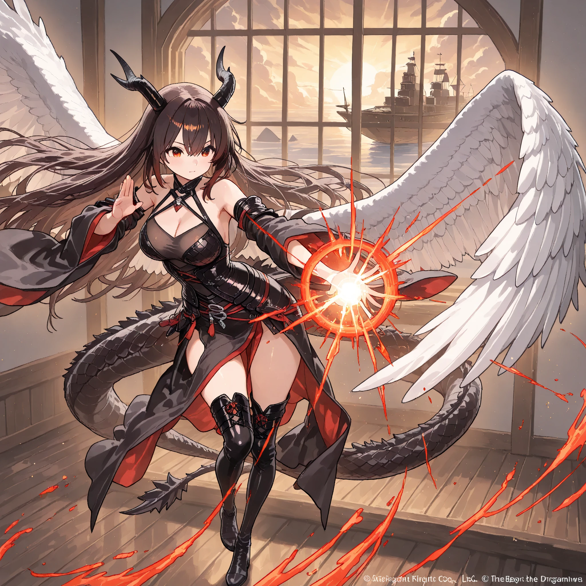 1girl in、nightcity、Sateen、Kimono without sleeves、A dark-haired、Holding a weapon with blood on it、Looking at the camera、Cherry blossoms are dancing,Unusually resistant、red blush、Looks distressed、Pleasant face、shrine maiden、valkyrie、Angel wings、a navel、sideboob barbosa、with an intricate、Particles of light、thighs thighs thighs thighs、shinny skin、Perfect litthing、1girl in、looking at the viewers、Winged headgear、pelvis curtain、A smile、(masterpiece)、(top-quality)、Very gigantic-breasts、maternal、Porcelain Skin、Very long hair、hair wavy、Royal sister,femele,A queen,putting on a crown,There are a lot of golden lightning around,sitting in a throne,Bangs cover the eyes,Black Suspender Socks,Black Lace Top,,High jump,Grab Erlang's leg,,Black Silk Top,married woman,mothers,domineering,smil,The corners of the mouth are raised,Red and gold eyes,Black silk erotic underwear,Black top,Black Silk Gloves,I have a gorse tattoo on my chest and thigh,There are many golden dragon scales on the arms,There are many golden dragon scales on the neck,Bright eye,dragon eyes,Snake's Eye,Upright pupils,There are golden stripes on the clothes,There is a golden pattern on the clothes,The socks have a golden pattern,tall figure,Expose the outside of the chest,Twisted blade hanging over the shoulder,Larger breasts ,With elongated dragon horns,Giant Golden Dragon Wings,Giant Golden Dragon Wings,Huge golden dragon wings as big as a body,The body is covered with huge golden dragon wings,golden pupils,Just a pair of wings,large wings,The biggest dragon wings,The biggest dragon wings,There are golden scales on the neck,Fingers are golden dragon claws,The elongated tail of the golden dragon、1girl in、nightcity、Sateen、Kimono without sleeves、A dark-haired、Holding a weapon with blood on it、Looking at the camera、Cherry blossoms are dancing,Strong best quality, (Extremely detailed: 1.5), masutepiece, 超A high resolution,(photographrealistic:1.4), 1 beautiful girl, Cowboy Shot, (Wear battle armor:1.4), (Wear battle ar
