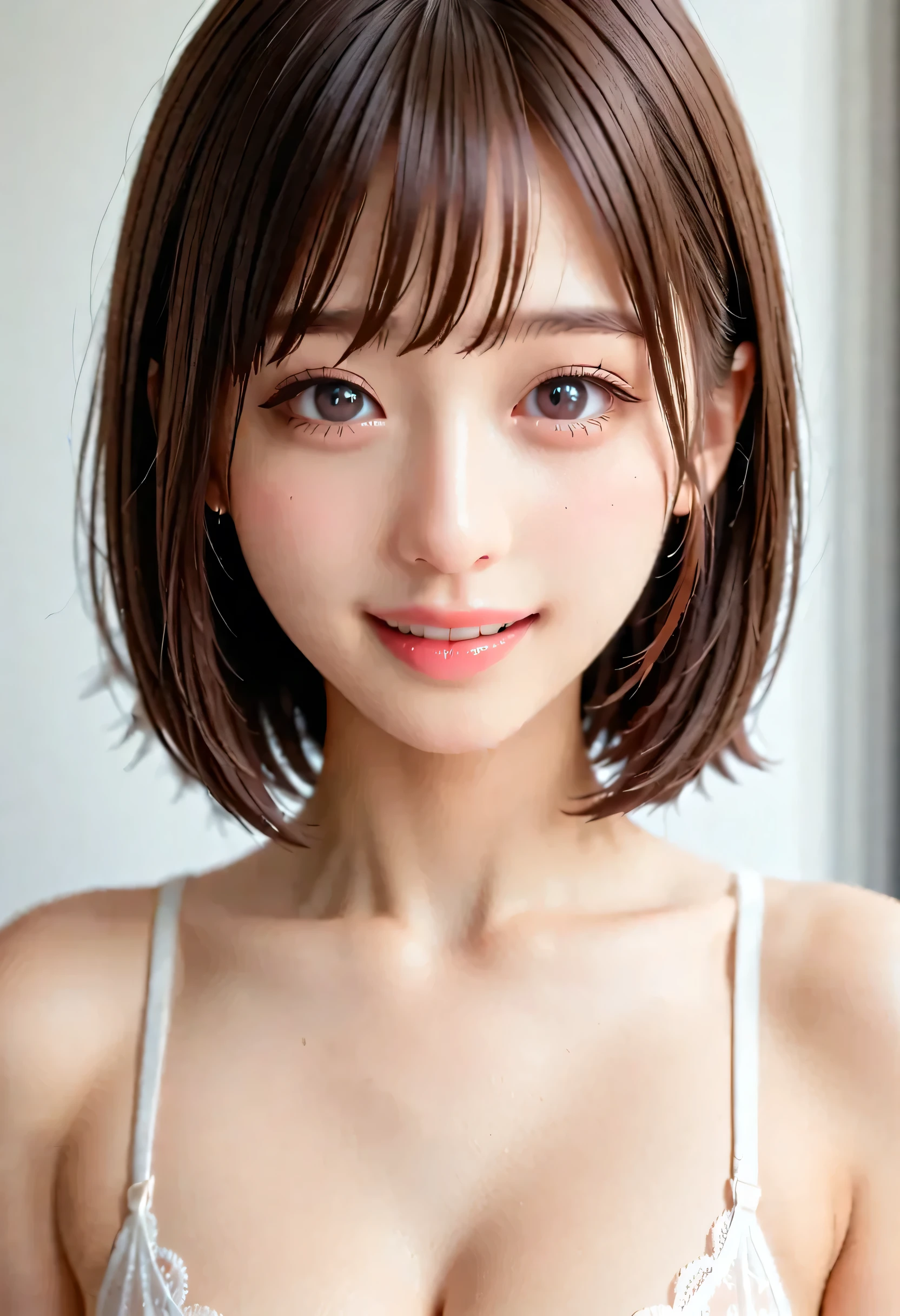 (very detailed}, , {Highest Quality}, {Super High Quality}, {highest resolution}, {{{sharp focus:pupil}}, {{16 kg}},
BREAK,{{Realistic and Stunning Portraits of Japanese High School Students: 2.0}}}, ((bust up:2.0))), {{Happy Smile: 2.0}}, {Detailed facial expression}}, {{ detailed eye description, Big eyes with double eyelids:large lacrimal sac:}}, {Thick Lips:Lipstick},
BREAK,{{Blacks,Straight Hair}}, {{黒い透き通ったpupil:1.8}}}, {One naked high school girl:18 years old:My skin is white:chest}},
BREAK,{{Strawberry Fairy Style,white bra}}, {{}}, {{}}, ((( Shining Beautiful Skin:pale skin))), {Very Stunning, depth of field photo}}, {{{Bob hair with trimmed bang: Home Cut: bang}}}, {{viewers}},