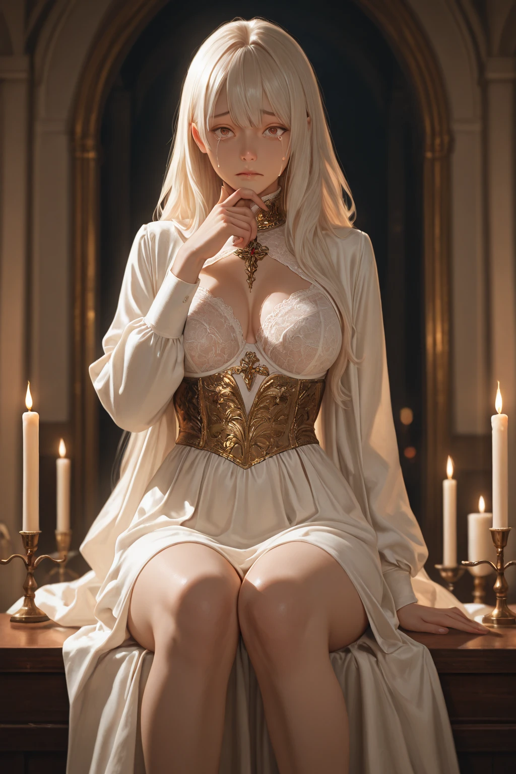 a beauty girl Colossal tits White hair Luxurious dresses dame younger sister eleonora Slouched Vampires jewely long skirt