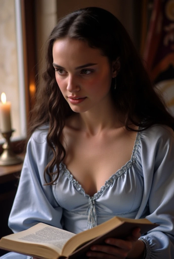 Cinematic Film Still, Rated R, Movie Still, Victorian Era, 1850 \(year\), An upper class European woman, sitting, Victorian Dress, fancy, Posh, Luxurious Victorian Era Carriage interior, at night, stormy, rain on carriage windows, from above, looking at viewer, flirty expression,
detailed facial features, beautiful, harmonious, dim lighting, cinematic contrast, dynamic shadows, film grain, extremely detailed, shot at a high angle
