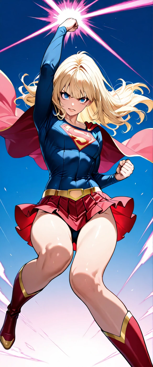dc comics, supergirl, upskirt, white panty,high kicking