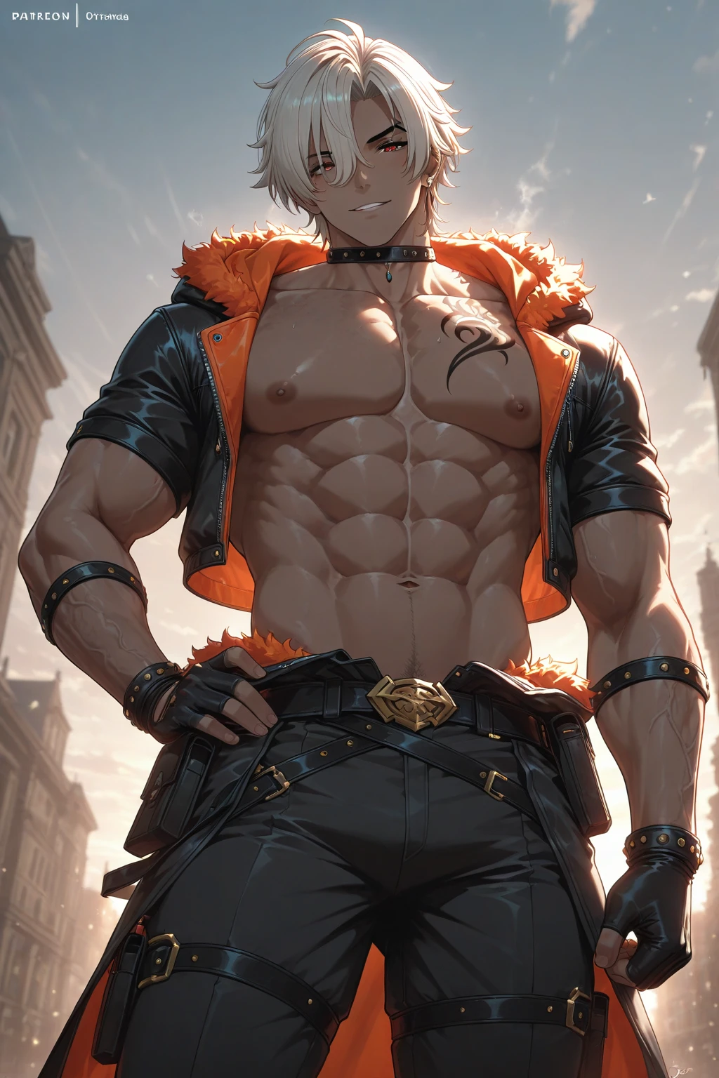 (1 boy,Be a man),Muscular anime guy in the gym, facial expression like masturbation, 1boy, bikini, Tight muscles, Broad shoulders, Handsome and old, Tiny underwear, Sexy, sex, Guy, Gay, Sea, jacket, sunglasses, boy, floral bikini, bright white hair, tight leg muscles, big Cook,