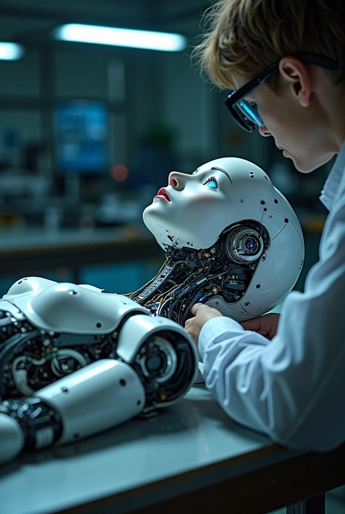 A scientist tinkering with artificial intelligence on the computer