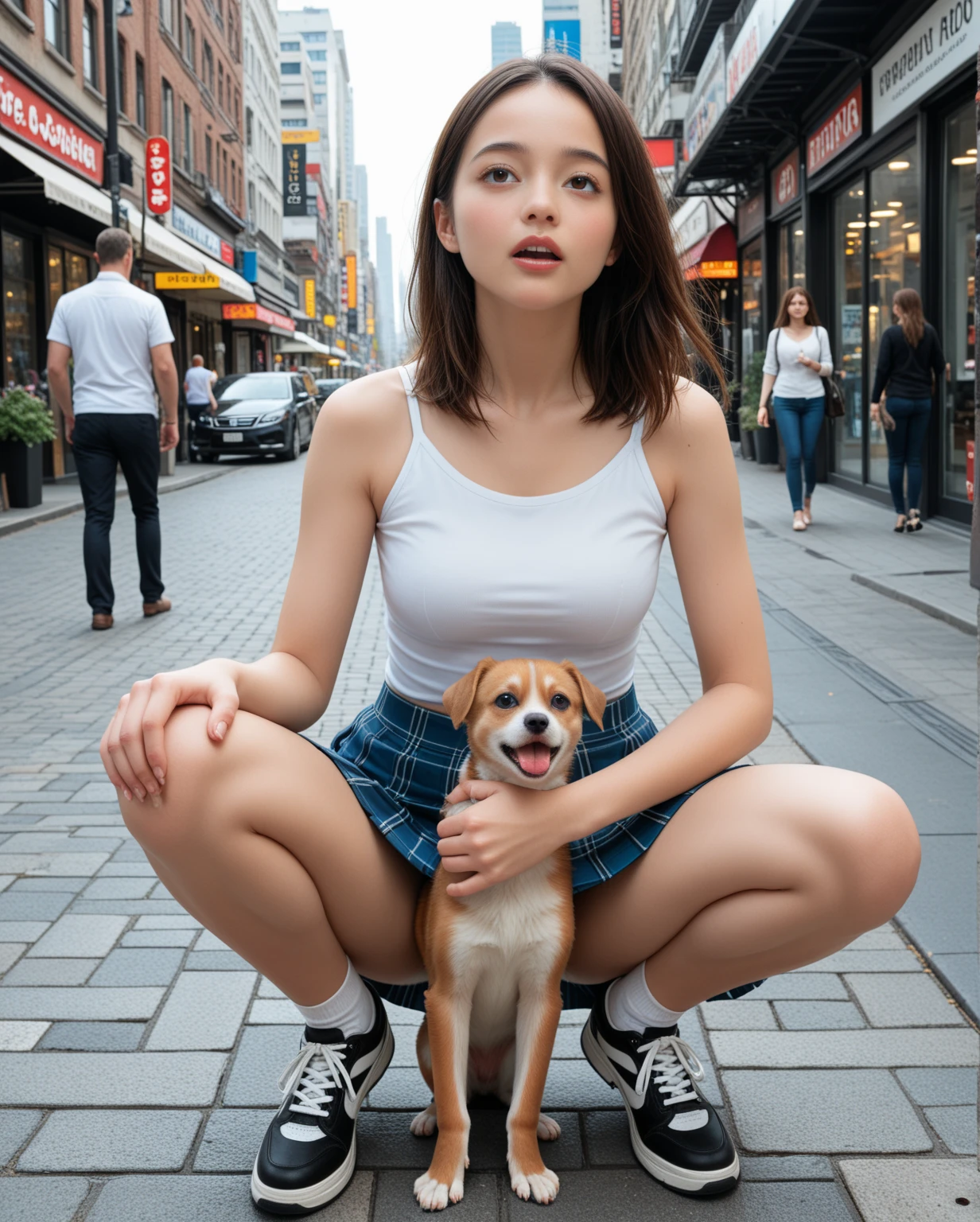 masterpiece、(((fullnude)))、((((fullnudeヌード)))、(((Don't wear flattery、Doggie style、male dog and girl mating)))、((low angles)))、Outdoor exposure girl、A detailed eye、超hight resolution(reality:1.4)very extremely beautiful, Beautiful skins, A slender,skinny body、small tits、Smaller chest、((being thin、concave abdomen))、thin and long legs、 (A hyper-realistic), (hight resolution), (8K), (ighly detailed), (ultra-detailliert), 详细的脸,、NSFW、Obsceneness、Obscene、(((art by)))、Vagina expanding with fingers