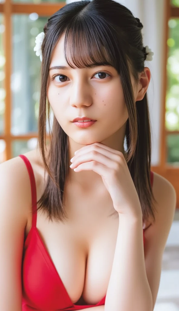 (8K、top-quality、​masterpiece:1.2)、(reallistic、Photorealsitic:1.2)（Inside a tent at a campsite）（lanthanum）（Underwear）Kiss Face,sad Facial expression,embarassed expression,Alafed Girl, chiho, iwakura lain, closeup Iwakura Lain, With short hair, Shiori Teshirogi, Kotegawa Yui, hime-cut, She is 17 years old, sui ishida with black hair, lain iwakura, girl cute-fine-face, Clear pubic contours,(Small breasts), hight resolution, ighly detailed, top-quality, [​masterpiece:1.6],, ighly detailed, nffsw, finely detail, top-quality, , Cinematographic lighting, 1girl in、17 age、Cute Japan Girls、perfect body type、, cute droopy eyes beautiful big eyes、Transcendent beauty　top-quality、​masterpiece、majicMIX Real、(Raw photography:1.2)、(Photorealsitic:1.4)、Negative Prompt