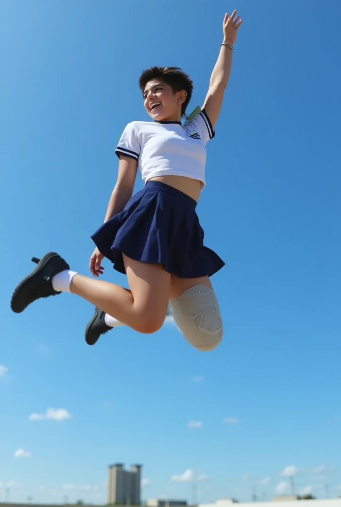 1girl,(((Okinawa ocean)))、(((White sand beaches in Okinawa)))、(((Just join your hands and pray)))、(((Mysterious look)))、8k UHD、Digital single-lens reflex camera、High resolution、Shallow depth of field、Natural light、(((Sailor suit)))、へそ出しルック、(((navy blue super mini skirt)))、(((A sparkling, charming smile)))、(((Full body photography)) )、Small person、(((Young face)))、1 Japanese female、12 years old;beautiful girl、(Black Hair)、A strong wind blows up my skirt、(((Brown eyes)))、Glowing Skin、Smooth Thinning Hair、Long Hair、Detailed background、Detailed eyes and face、Clear Eyes、Cute smile、Calm atmosphere、(((stage)))、(((Small breasts)))、(((Beautiful Eyes)))、Flat chest、Children、(((Toned thighs))) 、(((Angle from below) ))、(((Fine lips)))、(((Skirt fluttering)))、Shining beautiful legs、( Skirt fluttering violently in the strong wind :1.4),   (hair blowing in the strong wind:1.4), (leaning forward)、barefoot、barefoot、((((A skirt flipped up by a strong wind))))