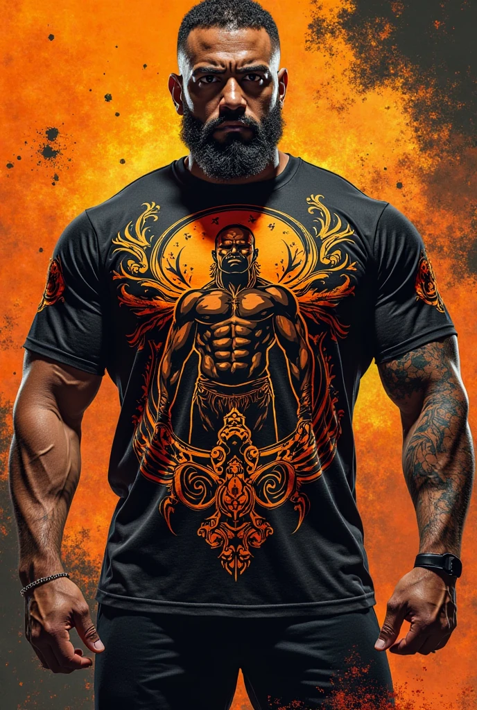 Create a street wear t-shirt design, white t-shirt, with print on the back. The print must be of some Greek mythological being, This shirt will be worn at the gym, do a professional job 

