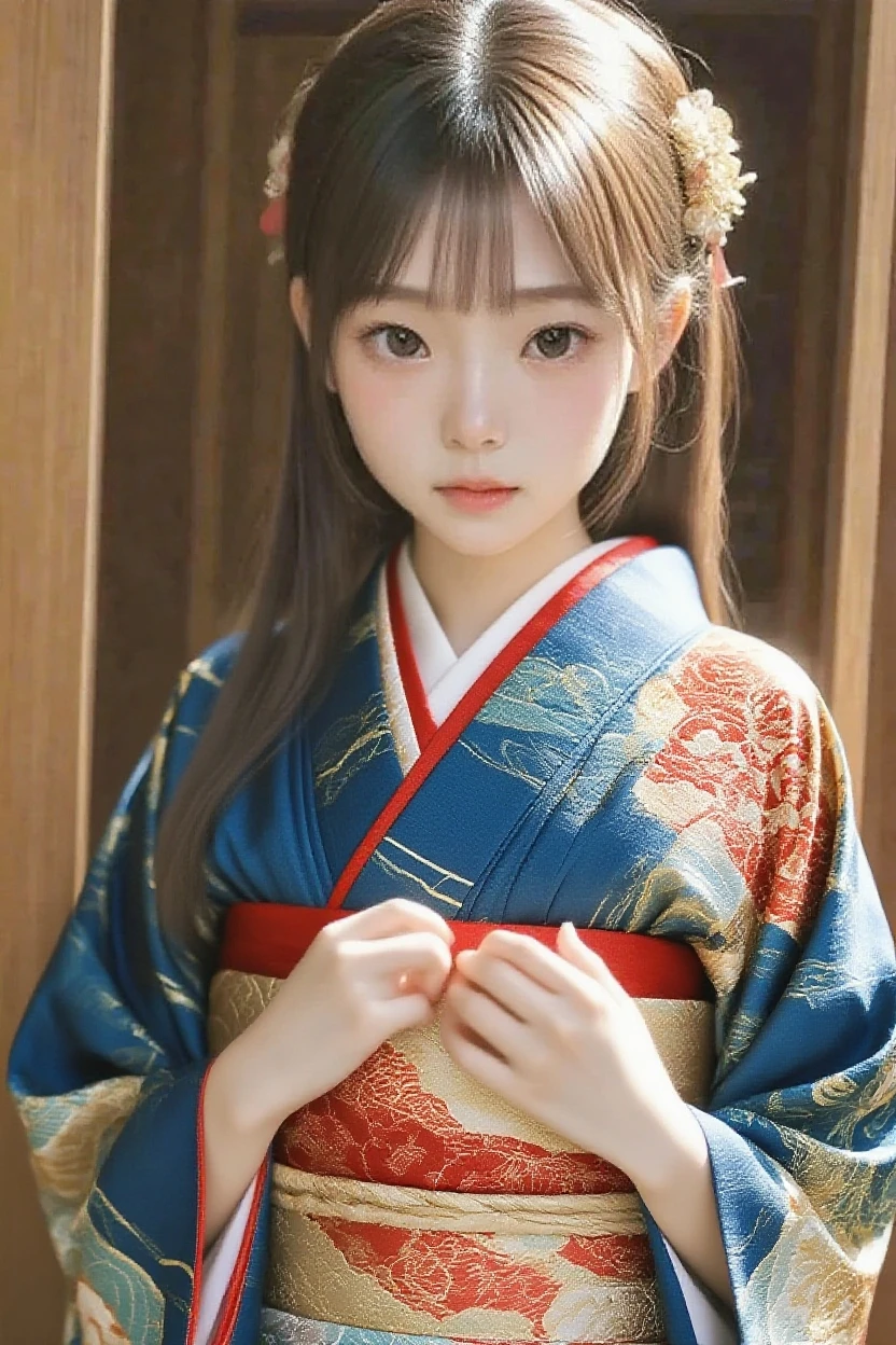 Are sleeping、nap、(Sleeping with your eyes closed)、(4In K、masterpiece、hight resolution、Realistic and beautiful light and shadow、One girl、Solo Focus、(top-quality)、(Hi-Res)、(extremely delicate and beautiful)、(Beautiful 8k face)、(Brown-eyed)、(I close my eyes while smiling.)、(独奏)、(Clear skin)、(Soft hair)、(hugetits)、(Floral kimono wearing white, red and blue yukata)、((Awa Odori Pose))、((Bokeh lantern light night background))、((speedo))、(reality)、Undersized nose、(red lipsticks)、(Reddening cheeks)、poneyTail、(Lustrous skin)、((Ukiyo-e style))、Ultra-thin eyebrows、Ultra high image quality、(Wearing maiko-style makeup)、skin whitening、long and beautiful lashes、Turning around in the style of a Kyoto magazine model、((s asleep))、hugetits