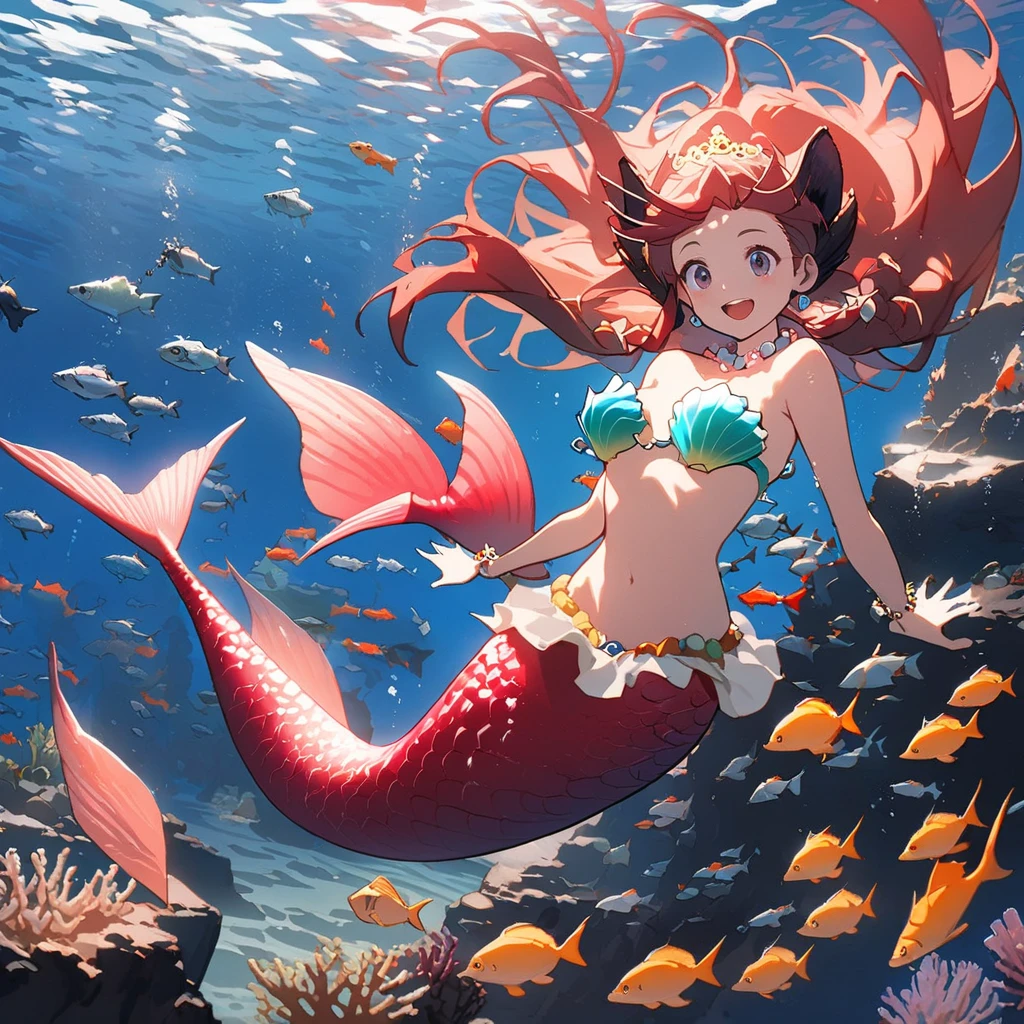 Twin mermaid, underwater, cleavage
