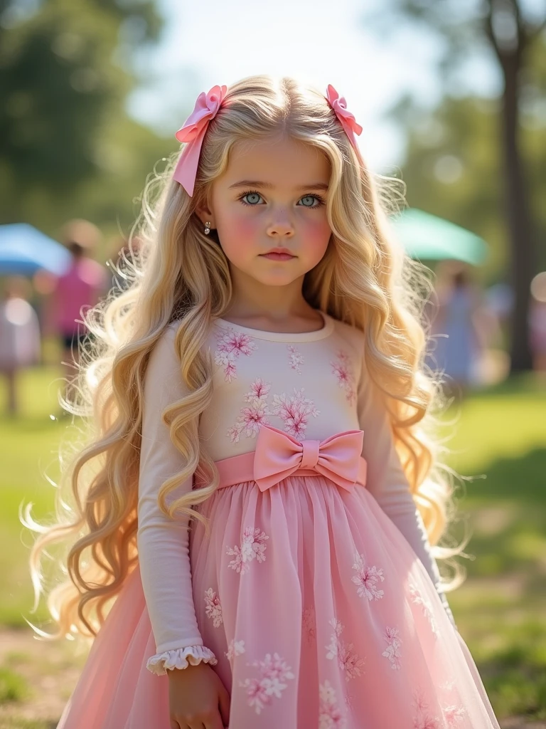Kids blonde in pink dress holding a cup of coffee and a bag, vestido com um vestido rosa, vestido de baile rosa brilhante, menina doce, romantic rose tutu, menina cor-de-rosa, Loli, dress in the style of rococo, menina elegante, soda themed girl, estilo de conto de fadas, menina rosa bonita, Looks doces, por Wayne England, next gen, vestido rosa