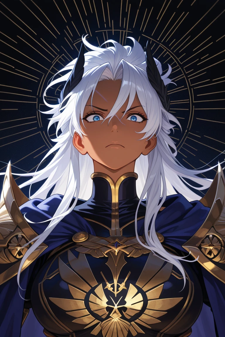 1 sheep woman, sheep's snout, shaman outfit, white hair, sheep horns, dark-skinned female,  furry_female, dark skin, sheep skin, fur sheep, anime art, muscular female, pointed nails, messy hair, very long_hair, hair between eyes, white eyes, perfect eyes, shaman armor, furry, moonlight, fur_trim, monster_girl, original, (masterpiece), (illustration), (extremely fine and beautiful), perfect detailed, photorealistic, (beautiful and clear background:1.25), (depth of field:0.7), forest, moon
