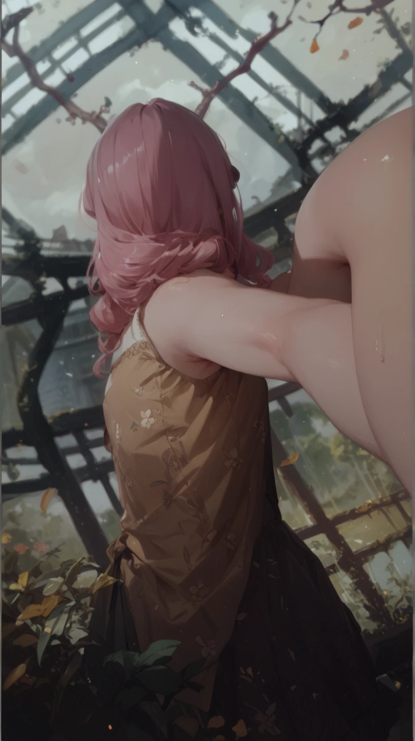 (Naked:1.4), (Lingerie transparent:1.4),(Clear bikini:1.4),(Blushing face:1.4), Smiling, Cowboy shot, ((G cup)),tit,Pink,Cock your ass,angle from behind,Pink Long Hair,spread thighs,florals, Bow knot, Blushlush,Playing in the water