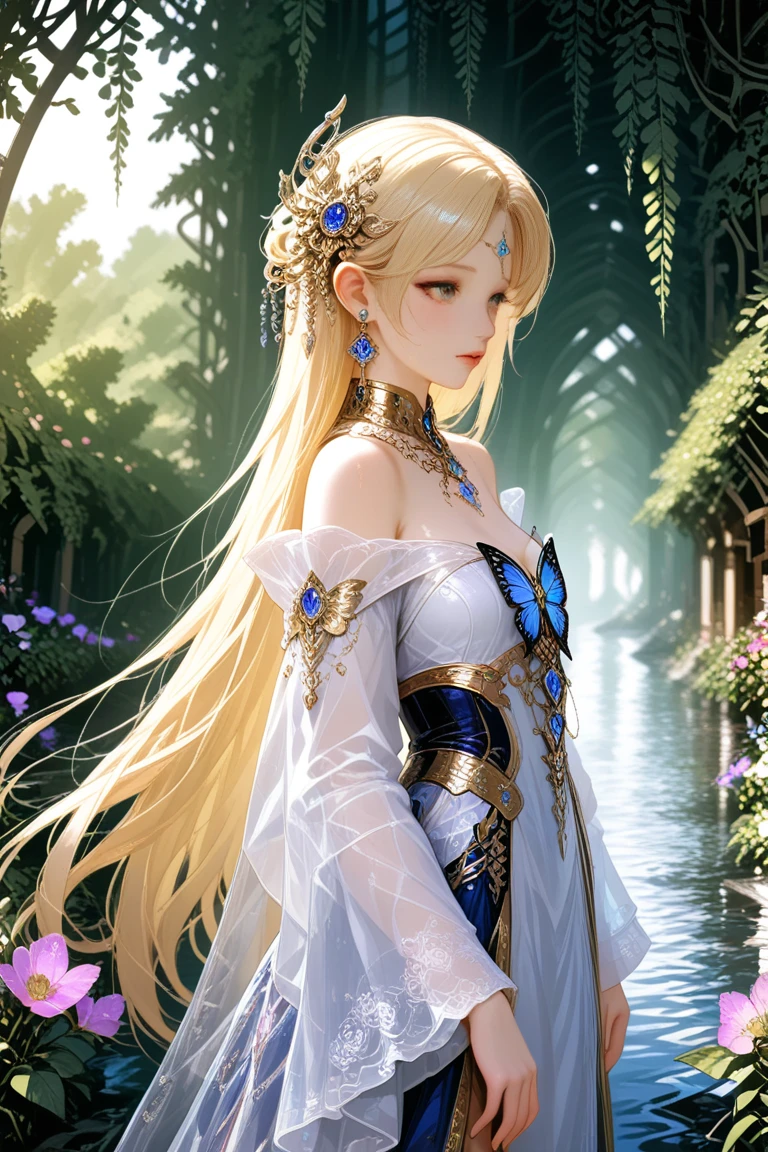 Wearing a blue dress and a veil、Blonde woman with a veil on her head, Beautiful fantasy maiden, Detailed fantasy art, Beautiful fantasy art, Blonde Princess, Art Station pixiv's artgerm, Beautiful maiden, ((Beautiful Fantasy Empress)), 2. 5d cgi anime fantasy artwork, Fantasy art style, Detailed digital anime art, Fantasy Art