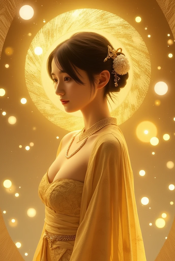 colorful, gradient_background, <lora:kaleidoscope_v1:1>,close up shot, one (35 years old beautiful female),look at viewer, braid, cleavage, big breast, clothes, white skin, mall, accessories, intricate, delicate, cinematic light, realistic details, sharp focus, detailed skin,clear image, detailed, distinct,