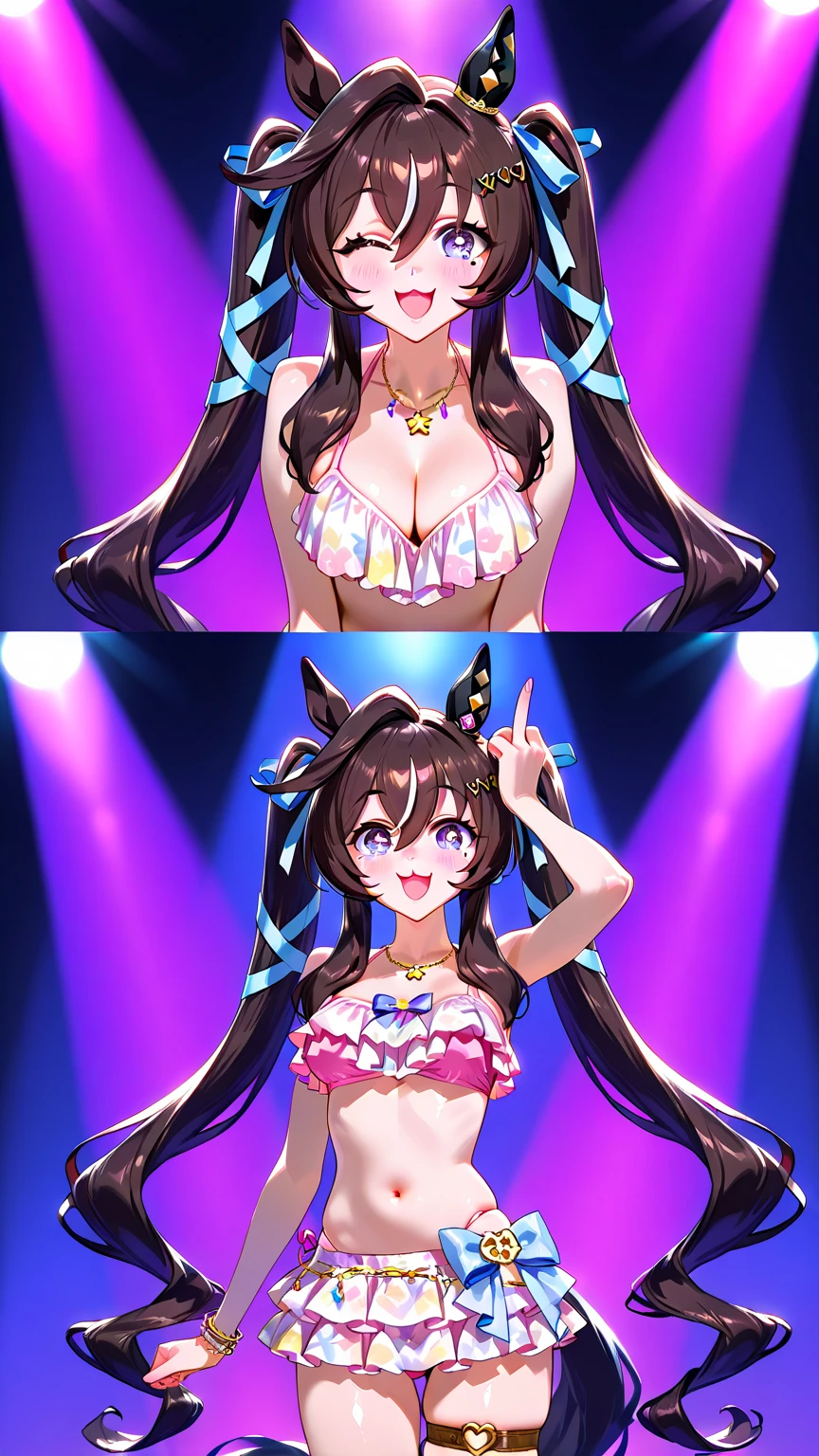 1 woman, alone, 8K, masterpiece,, Masterpiece, 8ก, (big breasts:1.5), Cute face, , look at the audience., Stationary face , (nipple:1.6), (hairy:1.8), blue panties, heart tattoo