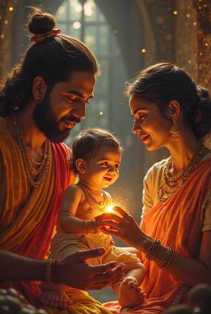 Vasudev gave the newborn Krishna to there parents