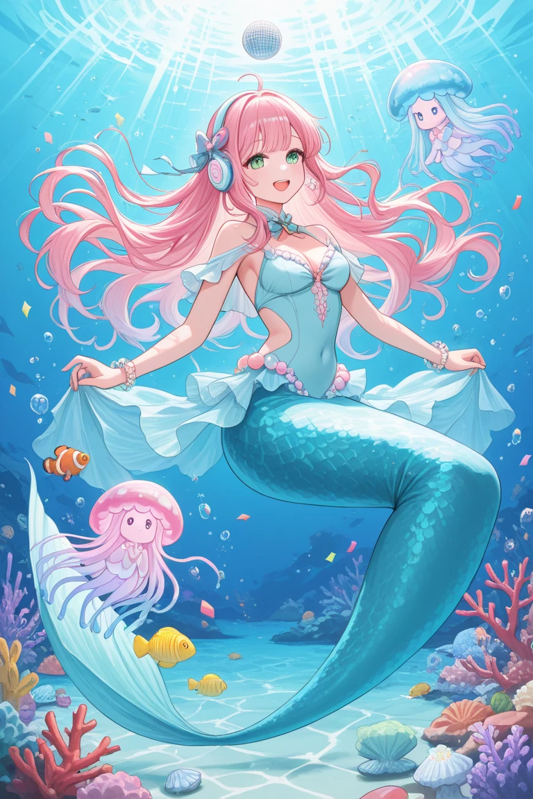Mermaid,Mermaid,Mermaid Girl,Mermaid Tail,Bodysuit style,Scale style,Underwater background,Underwater background,Undersea background,Coral shell background,Seawater background,Pink and purple scales,Pink,end,I have end on me.,Girl with fish tail,Pink and purple,Powder blue scales,cute,cute,cute,Crown