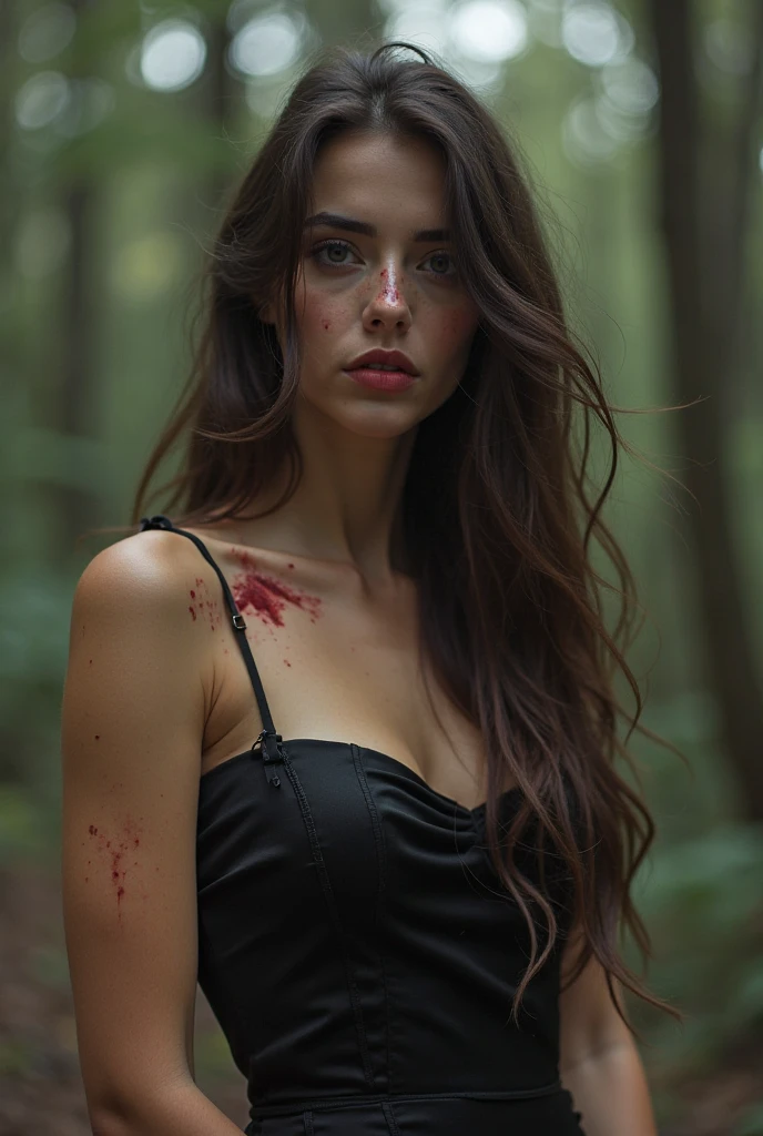 AngelaS_SoloTI_v1,
(In a tattered outfit, (with blood smeared across her cheeks) and a wild look in her eyes, for a raw and visceral look),
(A moonlit forest clearing, with shadows dancing between the trees and an eerie silence, haunting atmosphere),
(seductive:1.3),(analog, cinematic, film grain, hazy atmosphere, cinematic shot:1.3),
(soft and diffused lighting, enhancing the vibrant and artistic atmosphere with a combination of soft and natural light),
<lora:add_detail:0.6>, PA7_Portrait-MCU,