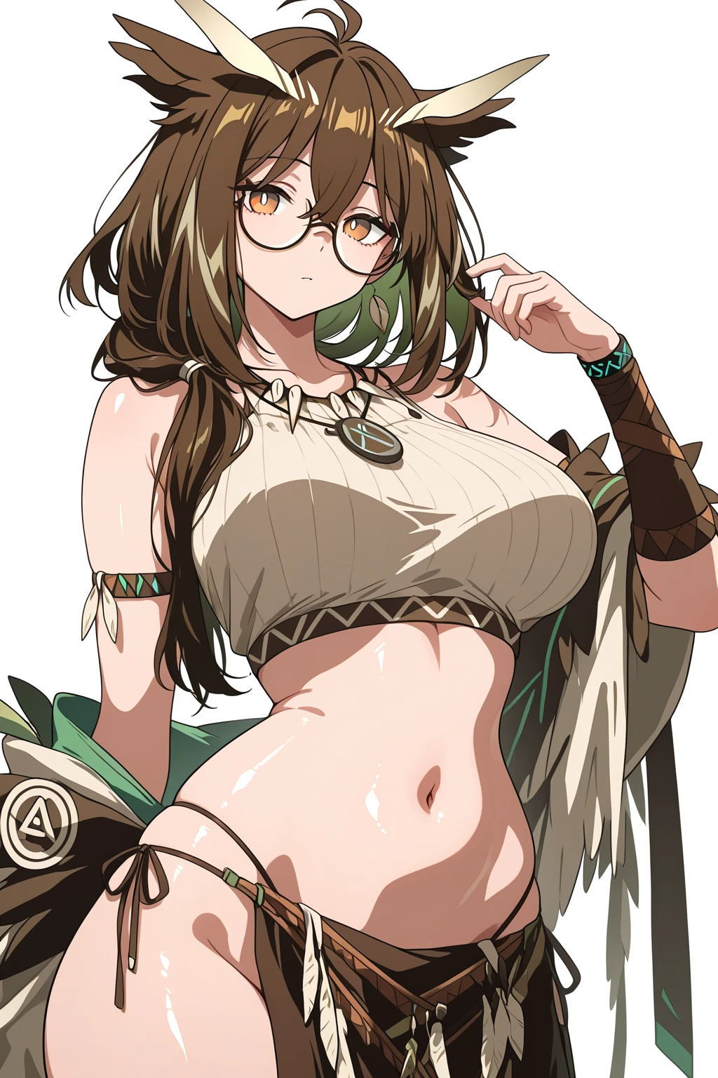 masterpiece,best quality, masterpiece, high detail,detailed face,detailed eyes,rendered eyes,perfect eyes,hip lines,ambient occlusion,crisp image,detailed,amazing,8k,8k wallpaper,8k background,high detailed skin,high res,
(((cowboy shot))), ((solo)), 1girl,JinaCari, <lora:JinakoCarigiri-10:0.7>, ((full body)), bow, perfect face, glasses, brown hair, long hair, better eyes, ((white background)), (wide hips), (ass visible through thighs), <lora:GreekClothes:1>, (greek clothes), (peplos), bracelet, cross-laced sandals, sandals