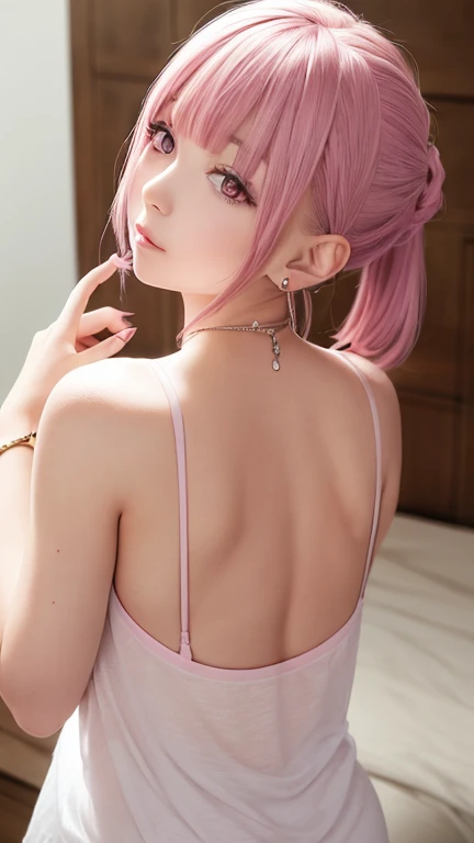 anime girl with pink hair and green eyes in a pink dress, haruno sakura, sakura haruno, cute girl with short pink hair, seductive anime girl, beautiful alluring anime woman, attractive anime girl, beautiful anime woman, beautiful anime girl, anime. soft lighting, anime woman, anime girl, made with anime painter studio, an anime girl, anime character