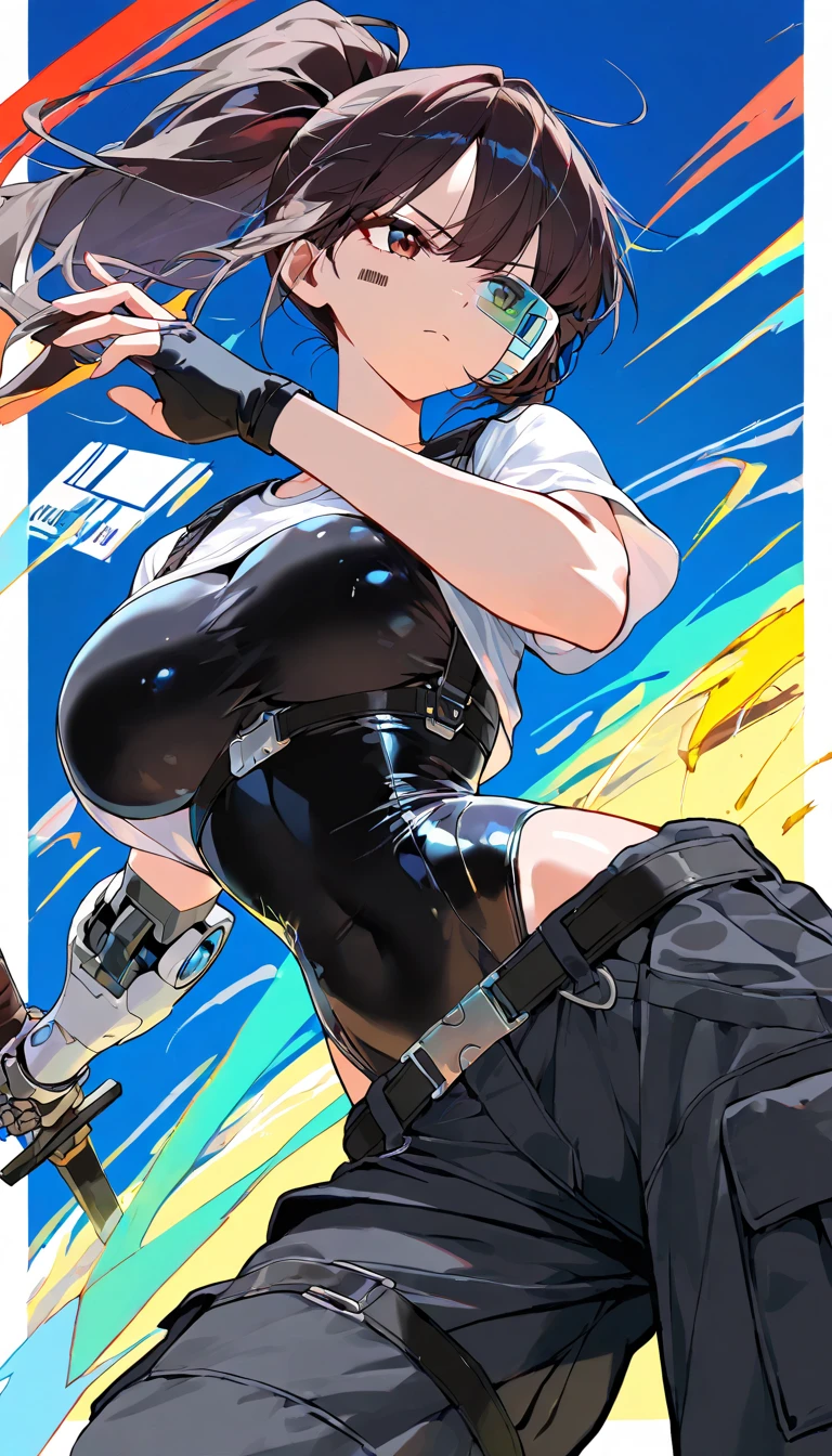 アニメ,Perfect Anatomy,Suguha Kirigaya,(Highly detailed face),1female,crossed eyes,(rolling eyes),open mouth,(tongue out),(crying),(sexy costume),short hair,large breasts,(slim body)