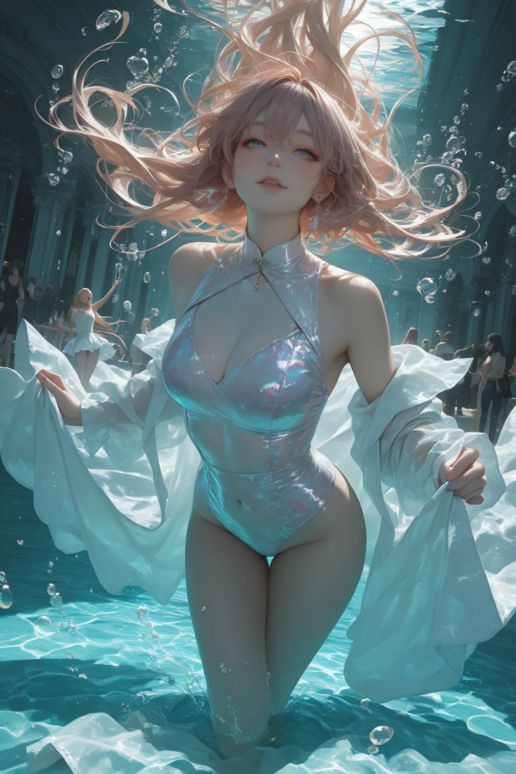 (tender) very beautiful (skinny) (slim) girl 16 years old with an exquisite face (((nude))) barefoot (in a round transparent space helmet) (on another planet) (on the bank of the morning river) ((caresses himself)), (Gentle ((pink swollen) nipples), big breasts), (a lot of liquid), ((Gentle тёплые золотистые (morning) shades)), (tenderness, passion, flowers); ((diffused dim light)); (Gentle мятные и розовые сдержанные shades), (sfumato), (((orgasm, excitation, strong splashes, thick drops, thick jets)))