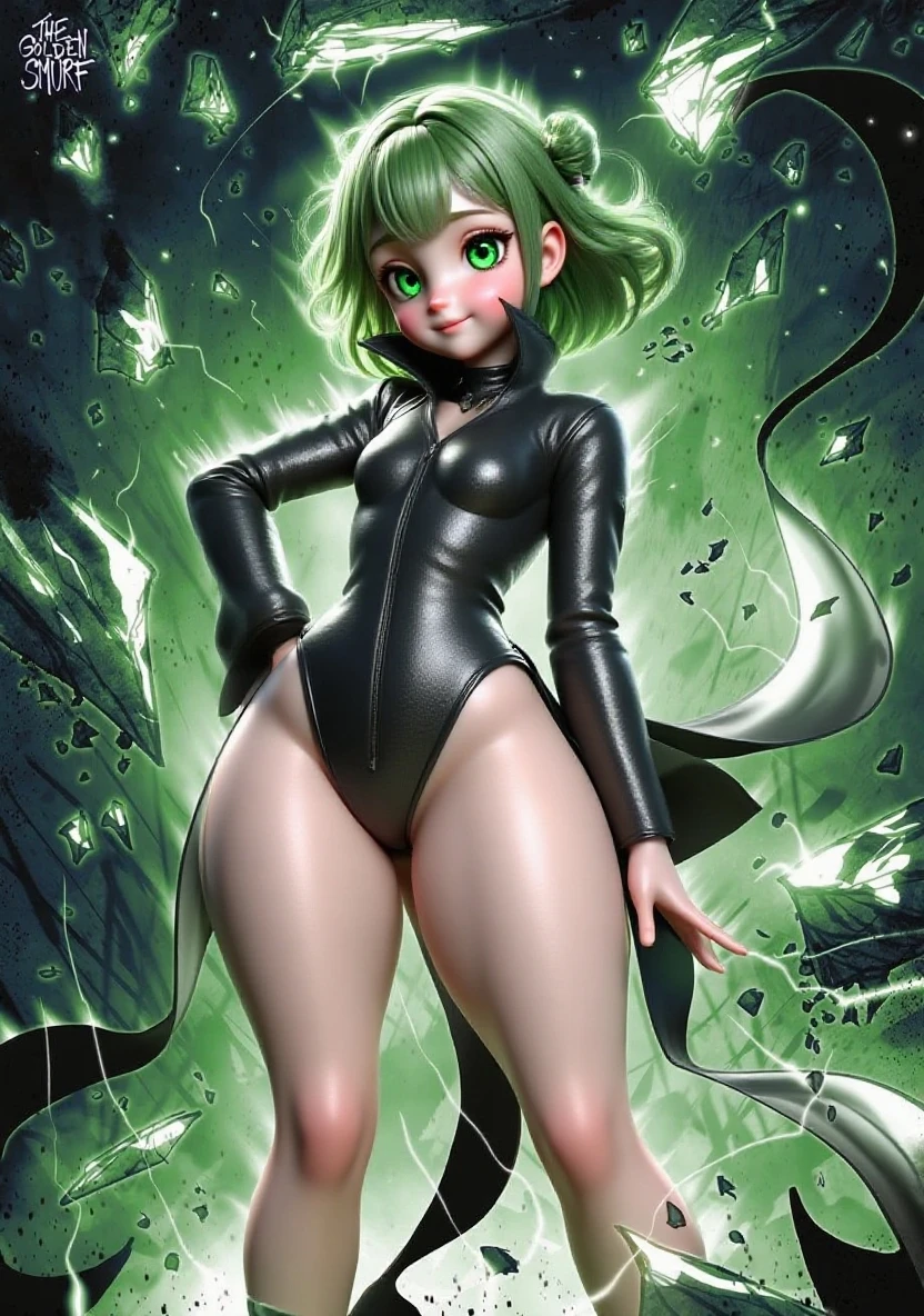 a cartoon picture of a woman in a short skirt and boots, succubus in tight short dress, anime girl wearing a black dress, tatsumaki, made with anime painter studio, commission for high res, v from devil may cry as an elf, morrigan, tatsumaki from one punch man, krenz cushart and artgerm