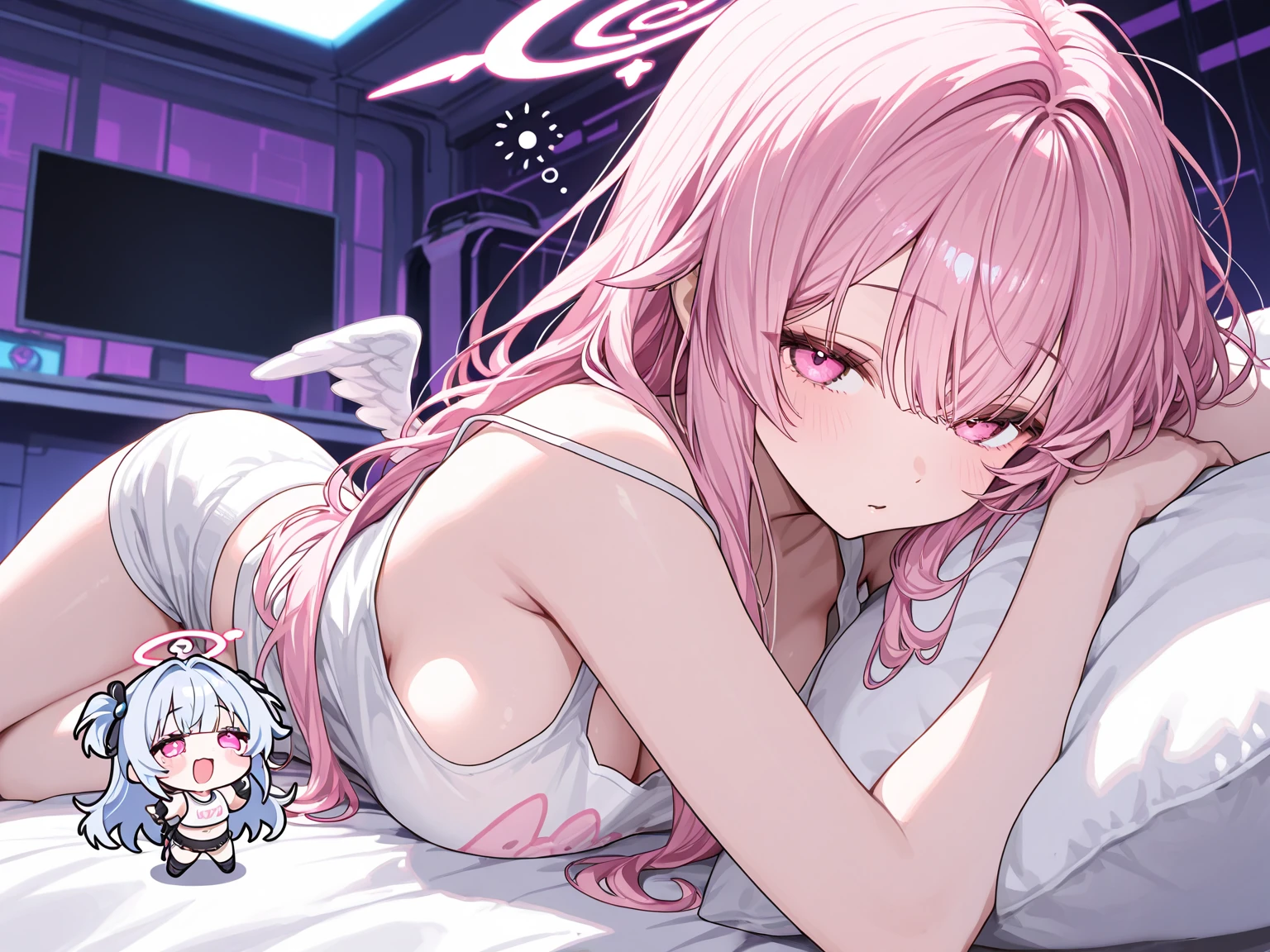 Located on the bed in the bedroom,,A little boy stands between the girl's legs,A little girl with pink hair lying on the bed(Pink double ponytail,Cat ears,Wearing a white transparent dress,Petite body,A girl with closed eyes,Sleep in bed,girl sleeping,Clothes were torn by men,gigantic cleavage breasts,Private areas exposed,female genital,A white viscous liquid flows from the female genitalia,Humiliated by boys,vaginal dilation,Dewy,white stockings,closing her eyes,Girl in a coma,Comatose girl,Raped by boys,Violated by boys,Fornication),The younger brother raped his sleeping sister