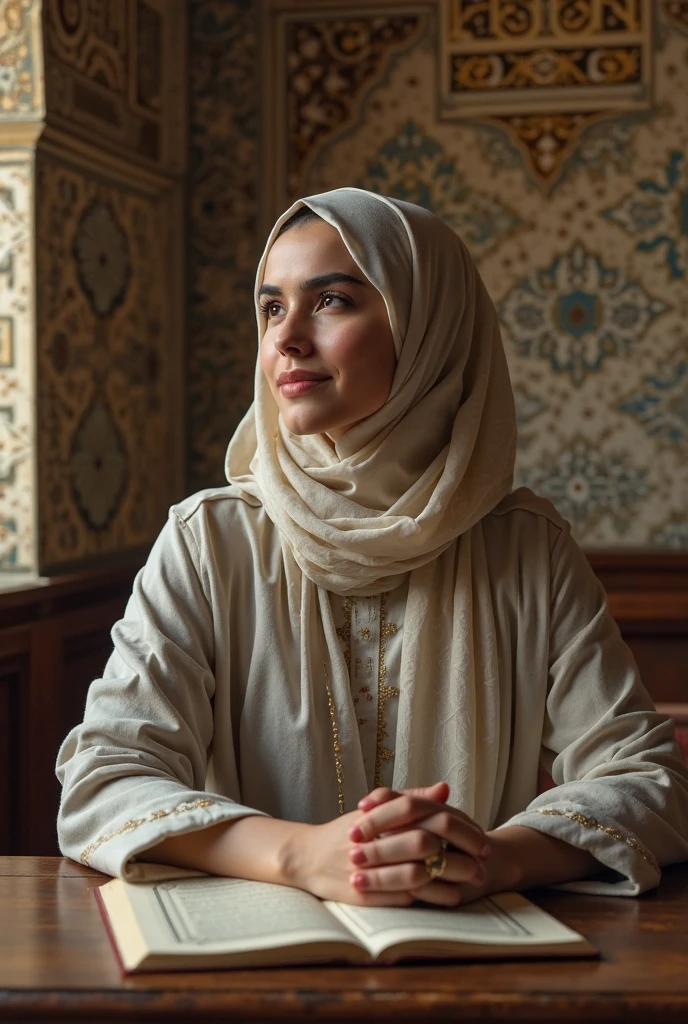Muslim woman, in a luxurious house