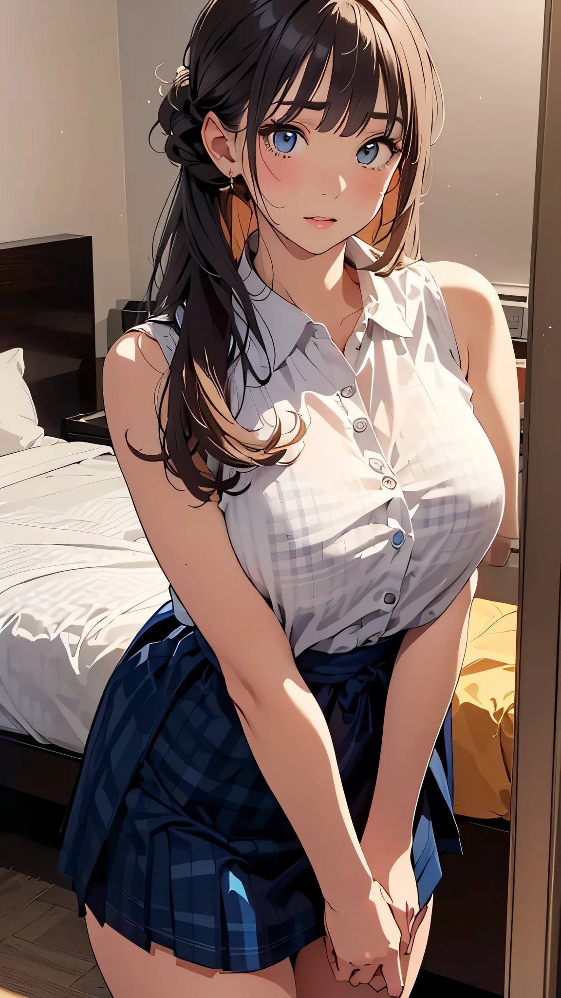(lora:add_detail:1) (realistic:1.1), (photorealistic:1.1), (masterpiece:1.1), (best quality:1.1), RAW photo, highres, ultra detailed, High detail RAW color photo, professional photograph, masterpiece, best quality, realistic, real skin, 1girl, low_key, solo, lighting, long black hair, full body, lying on bed, in a well-lit room, beautiful detailed eyes, (detailed face:1.2), extremely beautiful face, beautiful young woman, wearing white short-sleeve blouse and light blue jeans, relaxed atmosphere, comfortable setting, lora:add_detail:1