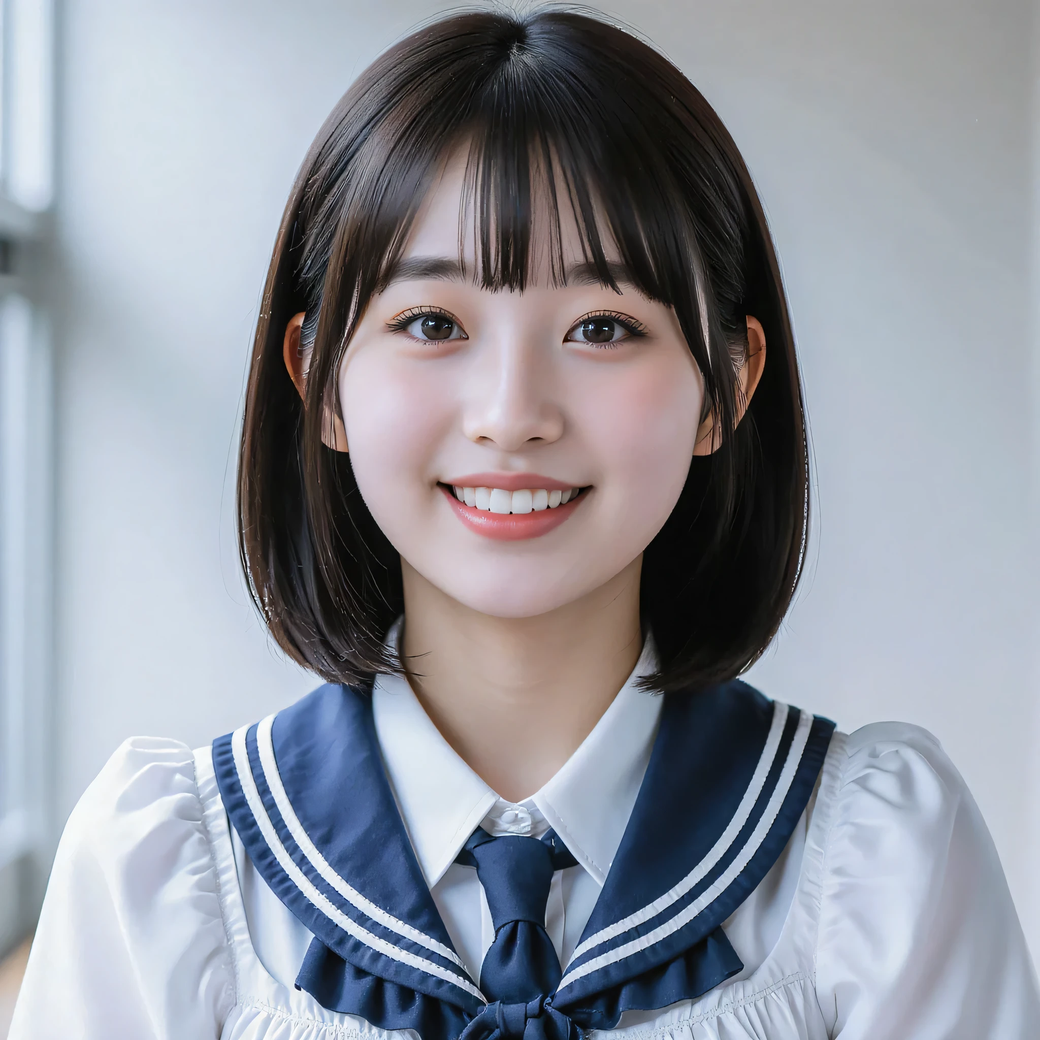 (very detailed}, 、{Highest Quality}, {Ultra High Definition}, {highest resolution}, {{{sharp focus:pupil:}}, {{16 kg}}, {{REALISTIAL AND STUNNING PORTRAIT OF A JAPANESE HIGH SCHOOL STUDENT: 2.0}}}, ((bust up:2.0))), {{happy smile: 2.0}}, { detailed facial expressions }}, {{ detailed eye description、(Big eyes with double eyelids,,((long lashes)),(( teardrop bags))}}, {Thick Lips:Lipstick}, {dark haired}、{HIGH QUALITY MODEL LOOKING AT FANS,黒いpupil}}}, {Naked High School Girl、WHITE FRILLED MINISKIRT DRESS:18 years old:my skin is white:小さなchest:Nipples}}, {{chest}}, {{My skin is white:2.0}}, {{ Beautiful, radiant skin:1.8))), {Very nice depth of field photo}}, {{{Bangをトリミングしたボブヘア:Home Cut:Bang}}}, {{Watch Viewers}},