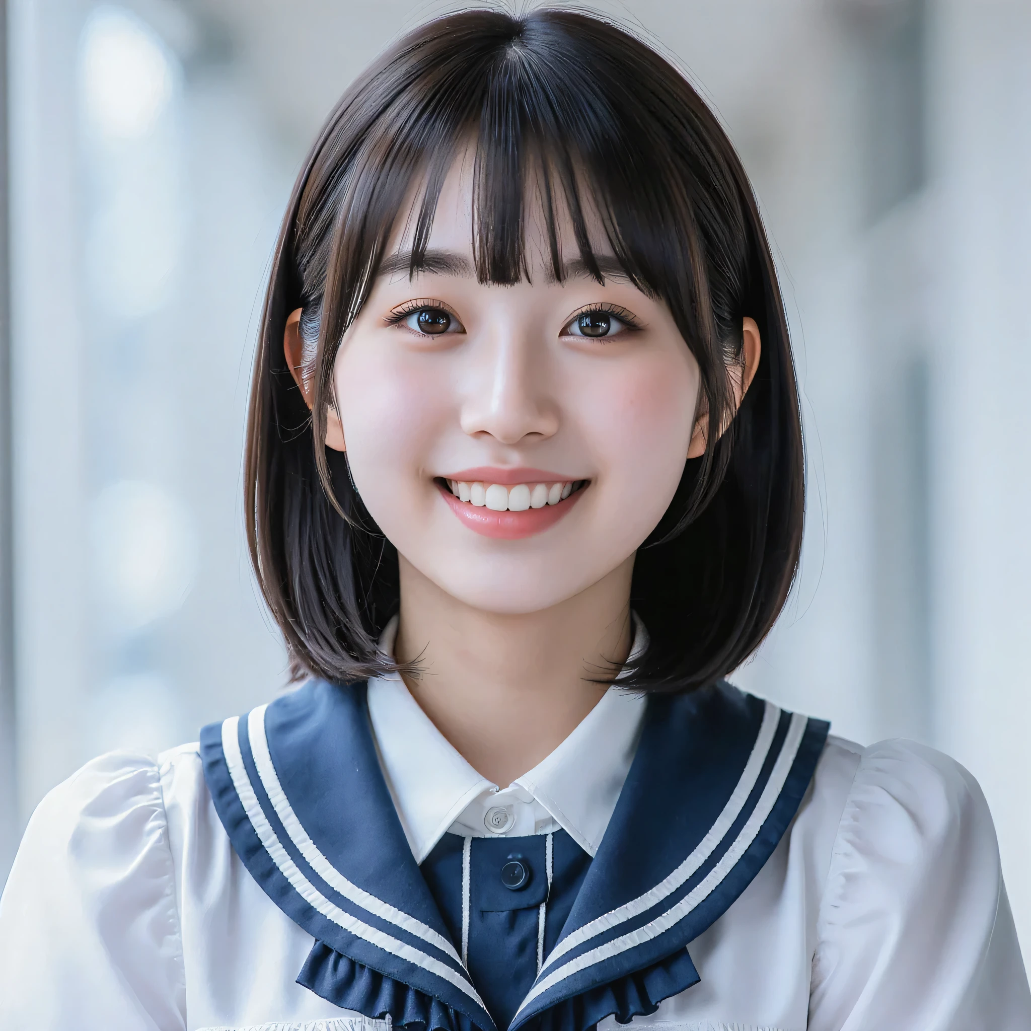 (very detailed}, 、{Highest Quality}, {Ultra High Definition}, {highest resolution}, {{{sharp focus:pupil:}}, {{16 kg}}, {{REALISTIAL AND STUNNING PORTRAIT OF A JAPANESE HIGH SCHOOL STUDENT: 2.0}}}, ((bust up:2.0))), {{happy smile: 2.0}}, { detailed facial expressions }}, {{ detailed eye description、(Big eyes with double eyelids,,((long lashes)),(( teardrop bags))}}, {Thick Lips:Lipstick}, {dark haired}、{HIGH QUALITY MODEL LOOKING AT FANS,黒いpupil}}}, {Naked High School Girl、WHITE FRILLED MINISKIRT DRESS:18 years old:my skin is white:小さなchest:Nipples}}, {{chest}}, {{My skin is white:2.0}}, {{ Beautiful, radiant skin:1.8))), {Very nice depth of field photo}}, {{{Bangをトリミングしたボブヘア:Home Cut:Bang}}}, {{Watch Viewers}},