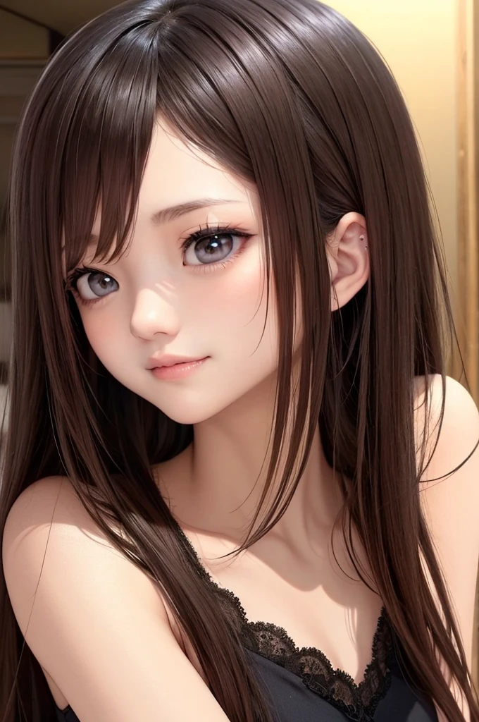14years、a beauty girl、brown haired、beautidful eyes、real looking skin、small tits、(8K、​masterpiece)、(reallistic、Photorealsitic)、top-quality、ighly detailed、The ultra-detailliert、Beautie、cute little、japanes、Idol、ssmile、Close-up portrait、Healthy face