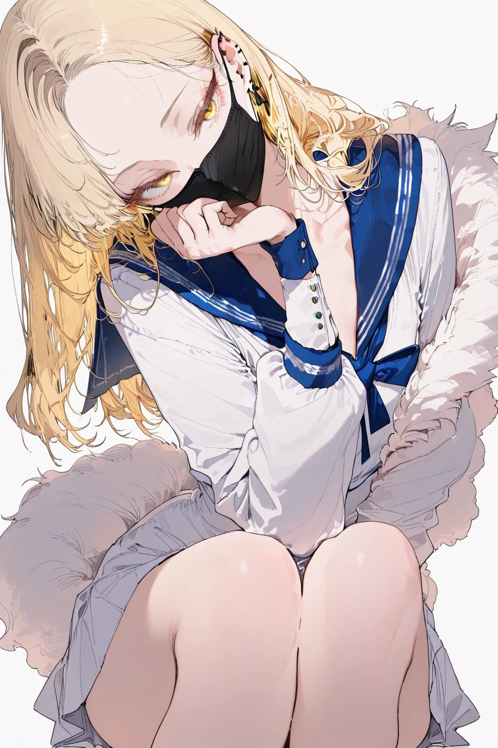 high resolution,High resolution,１Beautiful girl of the person,whole body,sleep,Lying on your back,looking at the camera,Big eyes,Glasses,Crying face,Tears,Stringy saliva,Open your mouth wide,Sticking out tongue,Flush saliva,Overflowing with saliva,ponytail,Golden Hair,Brown eyes,Navy blue sailor leotard,High Leg,Red tie,Tears overflow,Dripping a lot of saliva,Drooling,On the bed,sexy,Finger licking,Western-style room,Alluring,