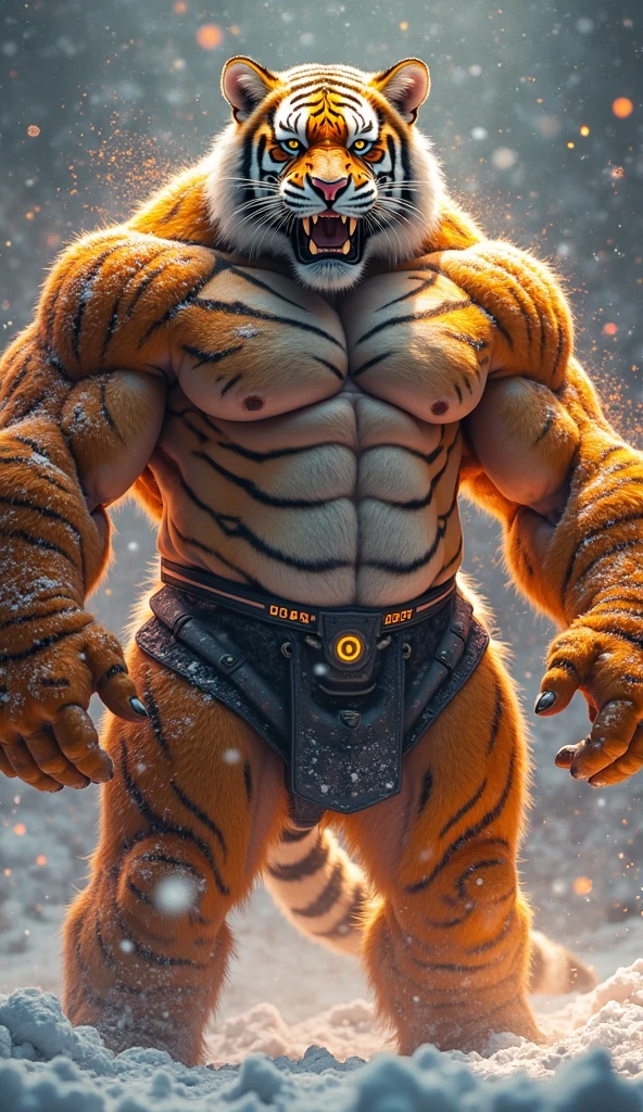 (best quality,4k,8k,highres,masterpiece:1.2),ultra-detailed,(realistic,photorealistic,photo-realistic:1.37),tiger,daddy,buff,sexy,retro anime,clean,futuristic,illustration,sharp focus,vivid colors,physically-based rendering,studio lighting,eye-catching composition,captivating intensity,ambient lighting,emotionally-charged atmosphere